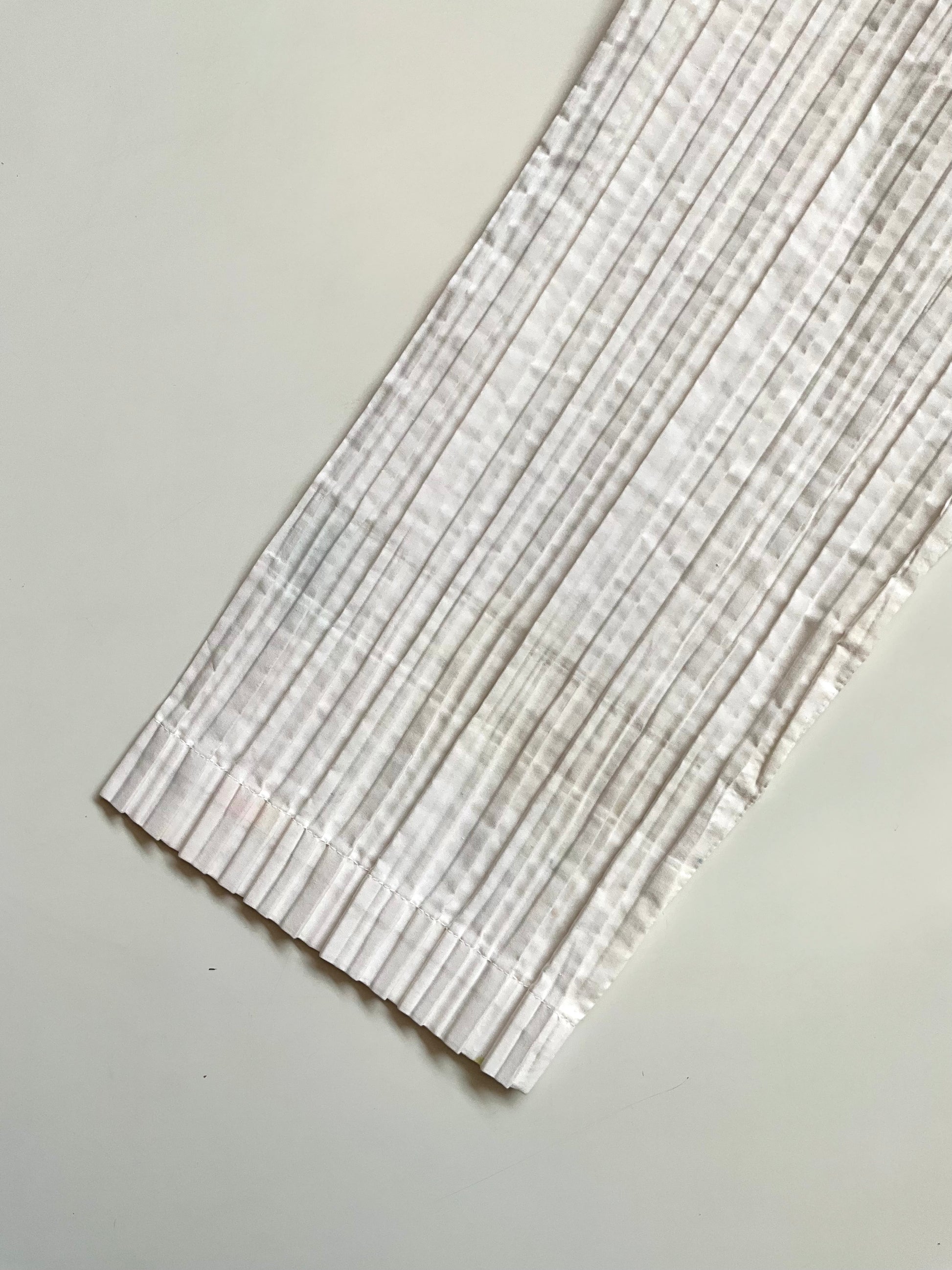 Vintage 1980s Issey Miyake White Pleated Snap Front Shirt, Medium