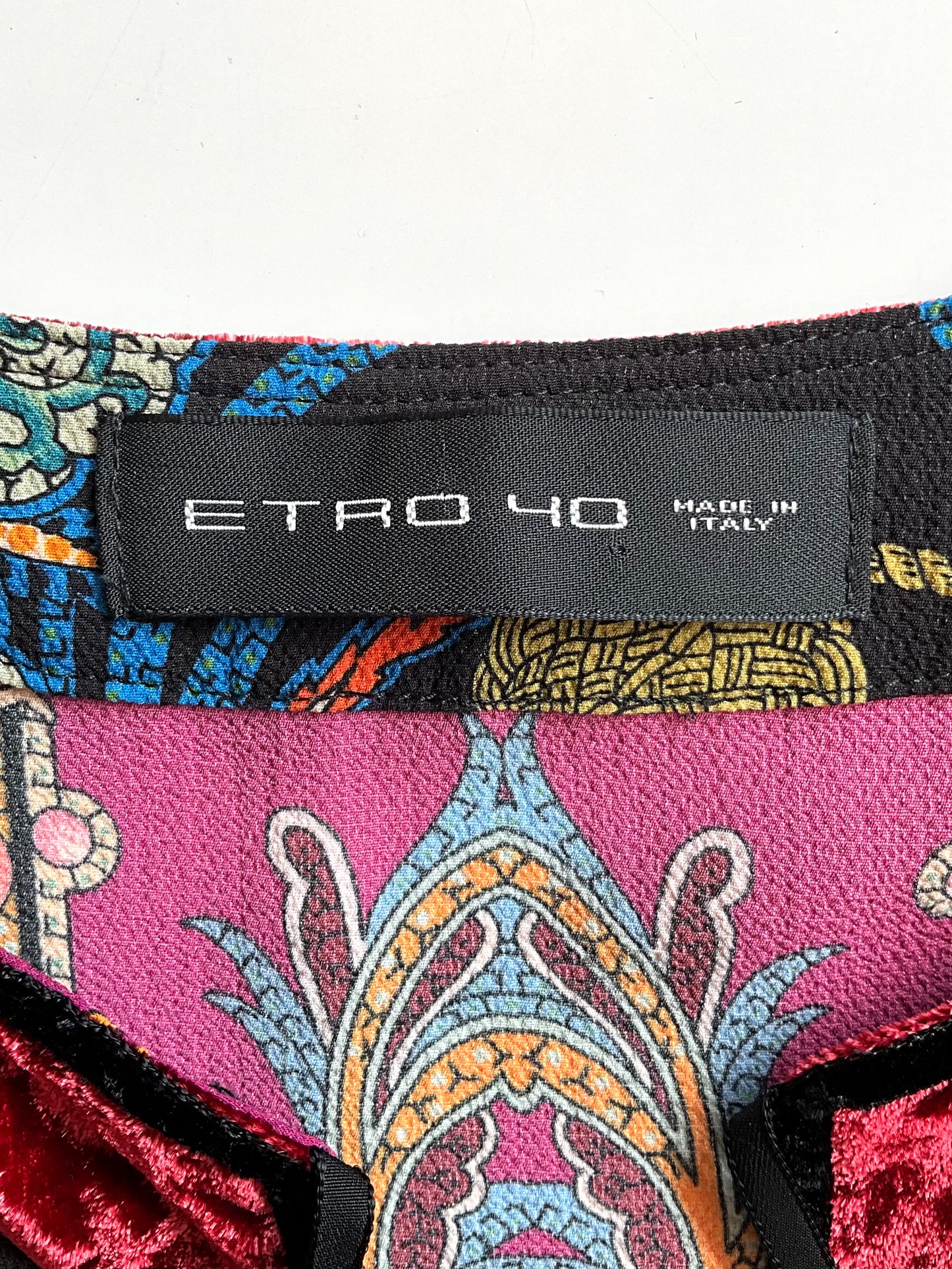 Etro Black Printed Sheer Boho Long Sleeve Midi Dress, Small