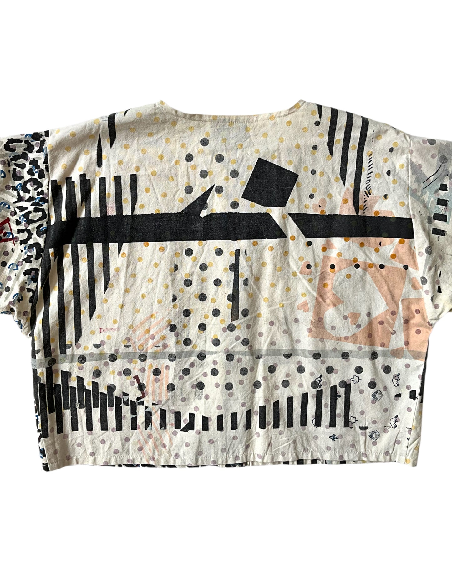 Vintage 1990s Hand Printed Button-Up Canadiana Crop Top, Large