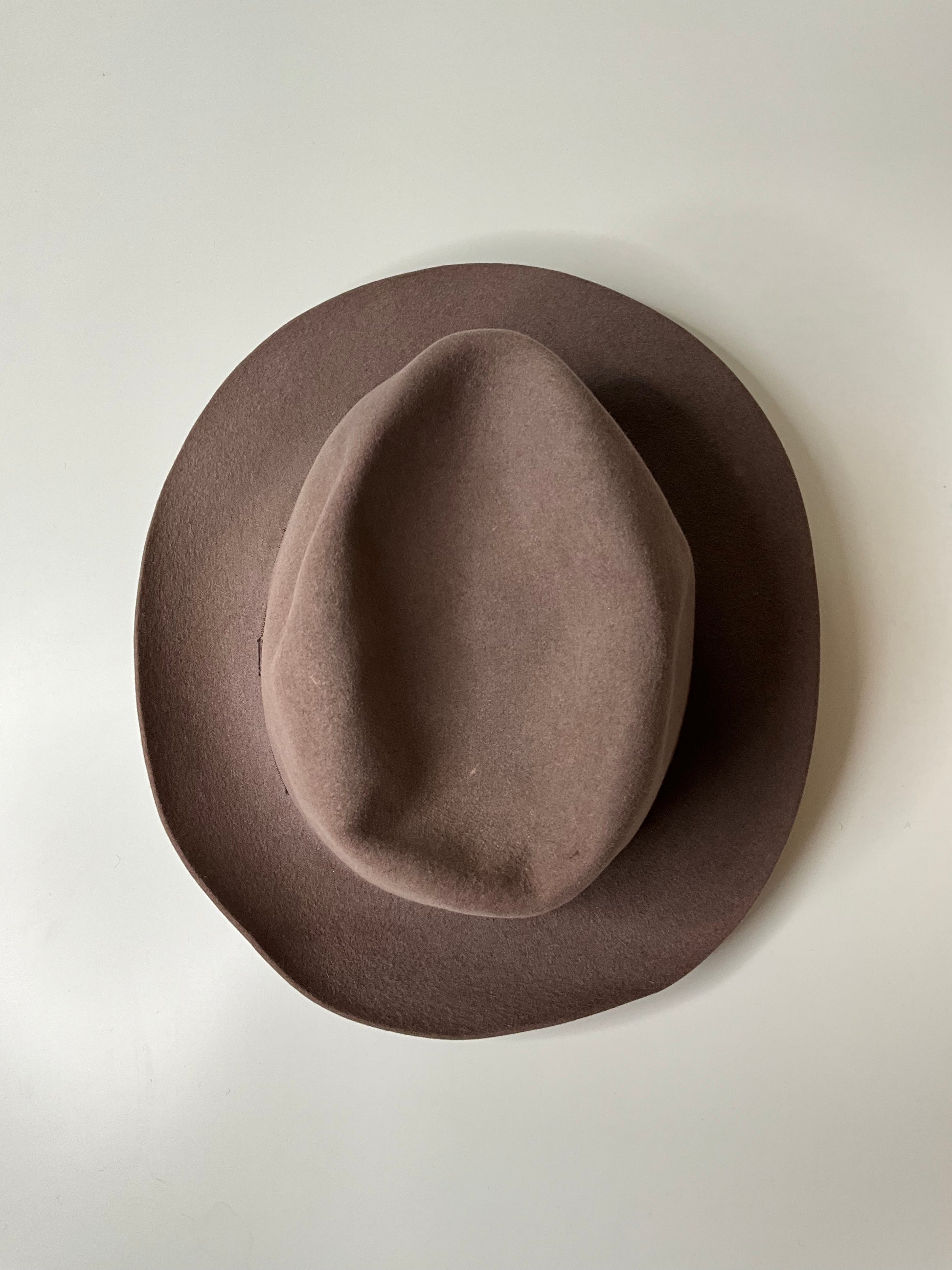 Vintage Taupe Felt Wool Fedora, Medium 