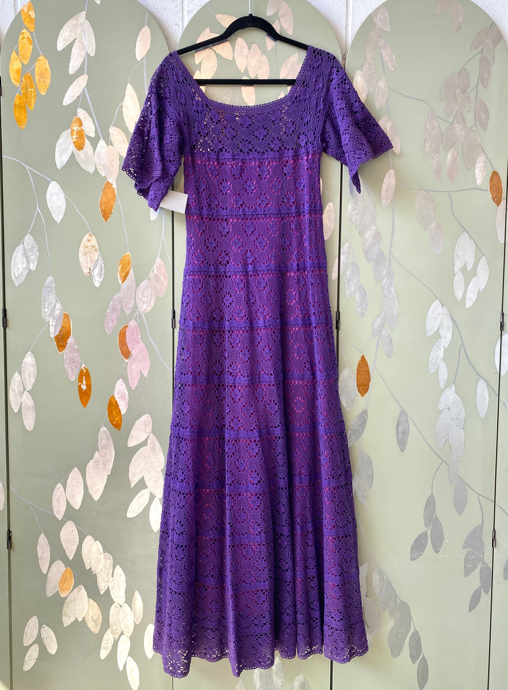 Vintage 1970s Purple Cotton Lace Tachi Castillo Mexican Maxi Dress, XS –  Ian Drummond Vintage