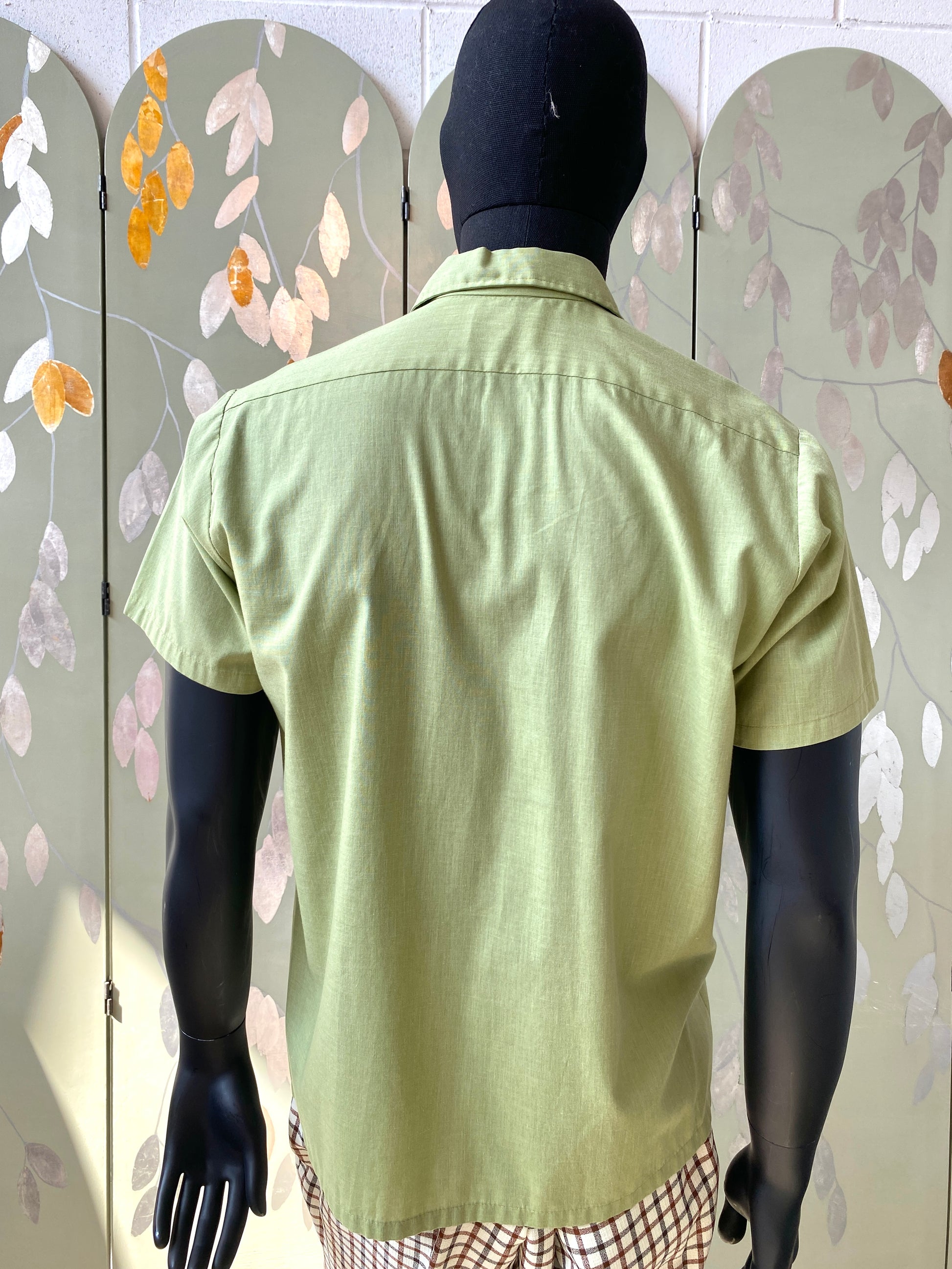 Vintage 1970s Green Short Sleeve Men's Shirt, N16