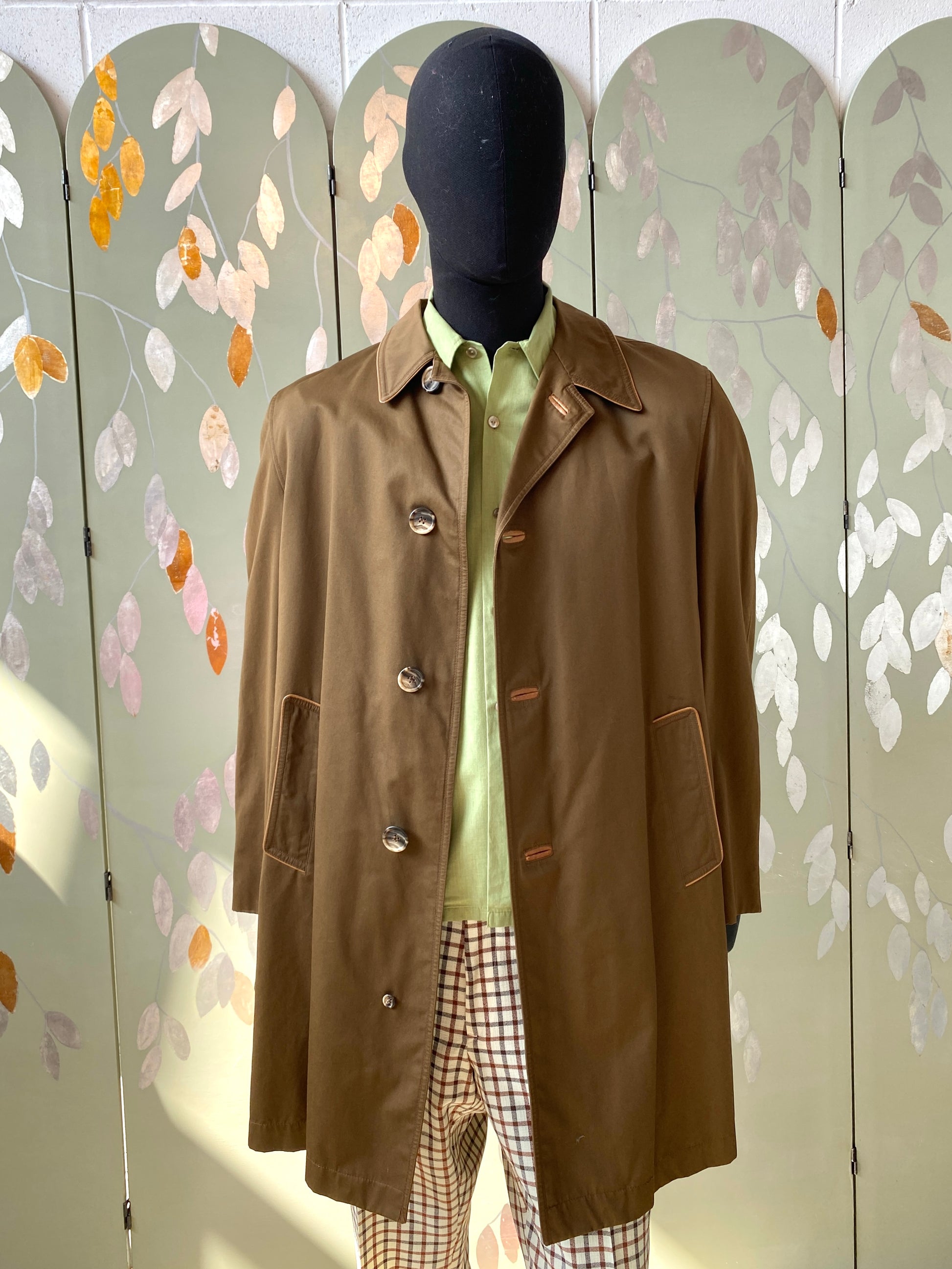 Vintage 1970s Men's Brown Mac Coat, Cortefiel, C46"