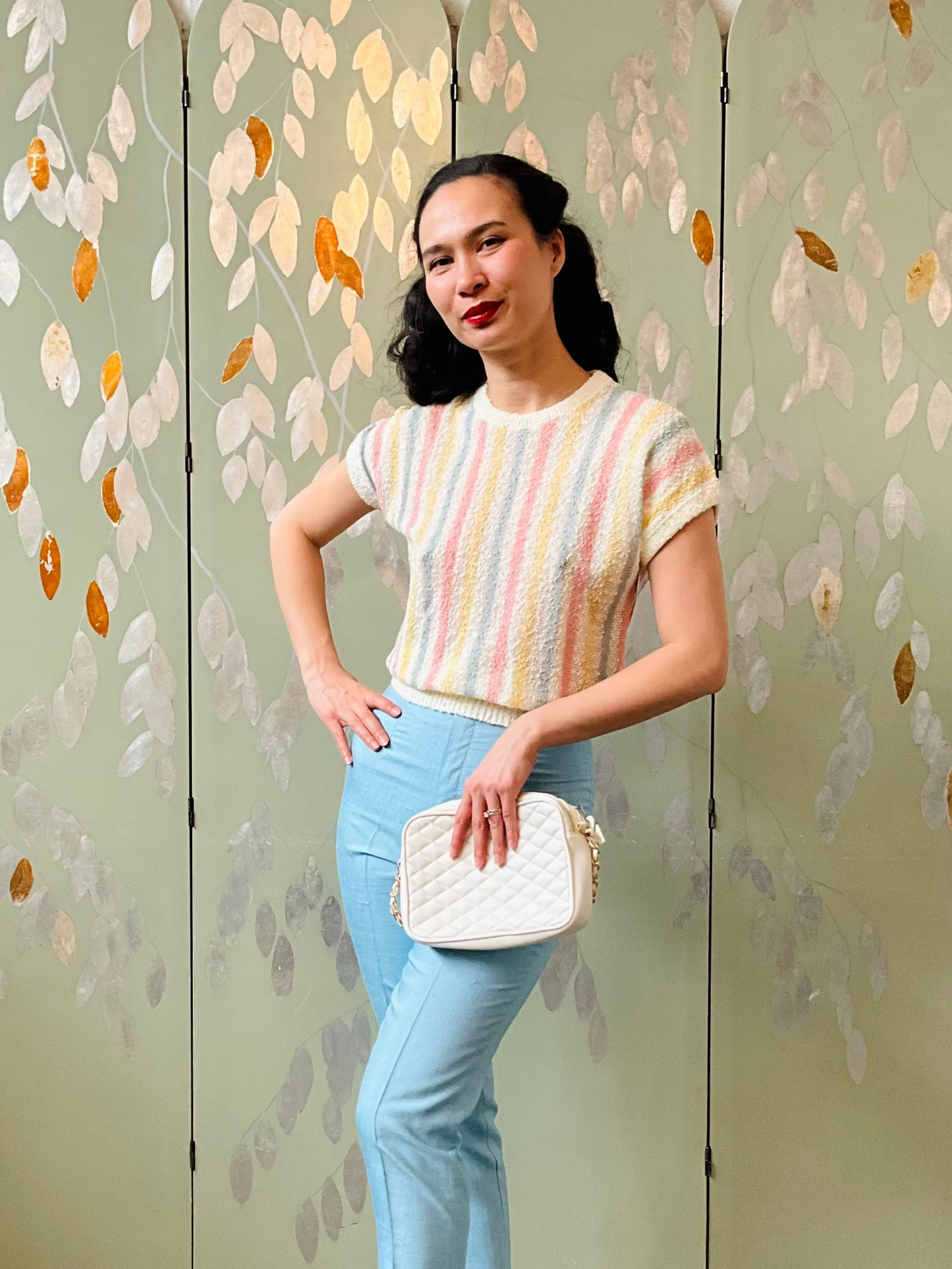 Vintage 1960s Baby Blue Cigarette Pants, XXS