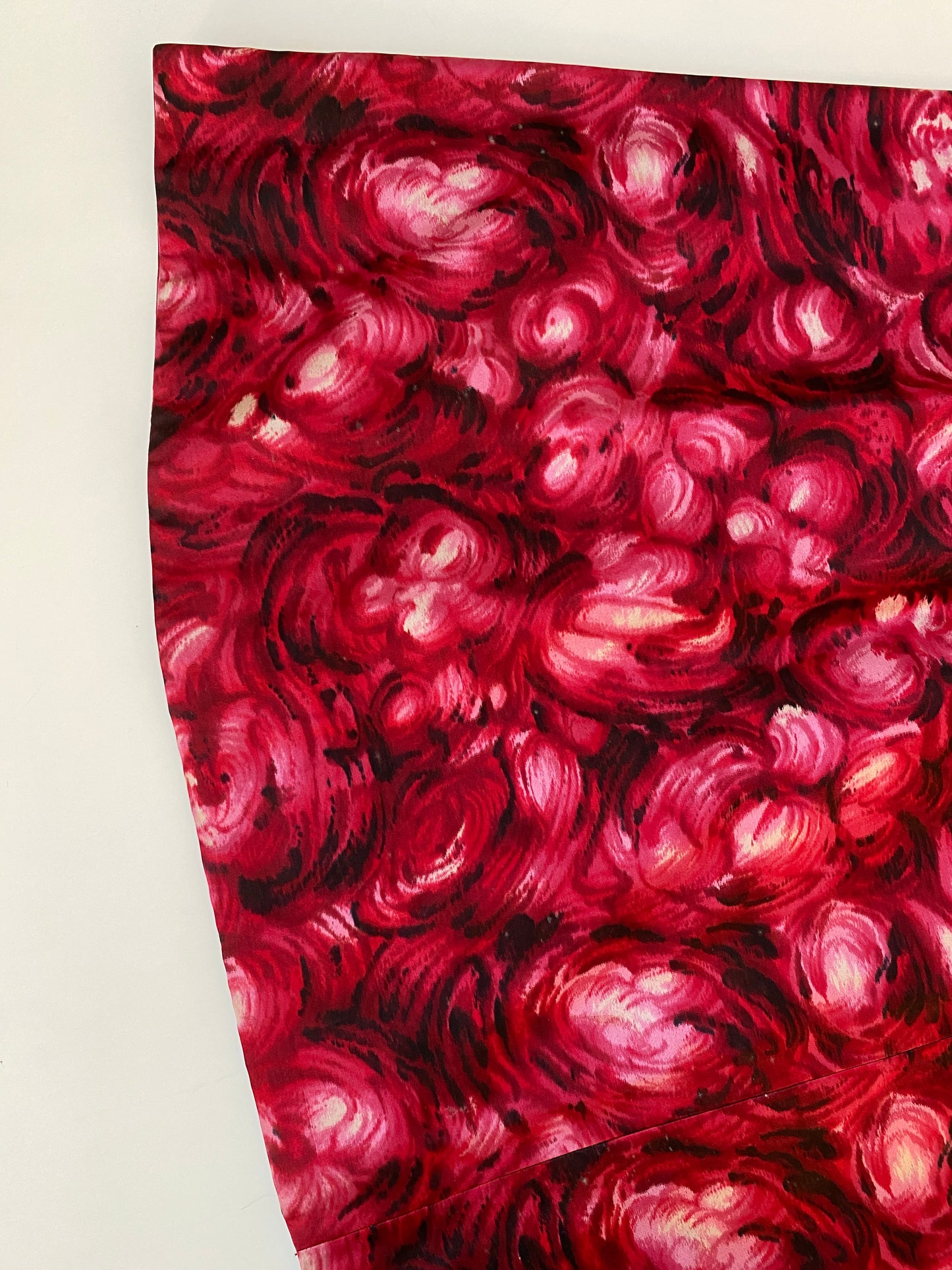 Vintage 1970s Homemade Pink Abstract Print Satin Maxi Skirt, Small