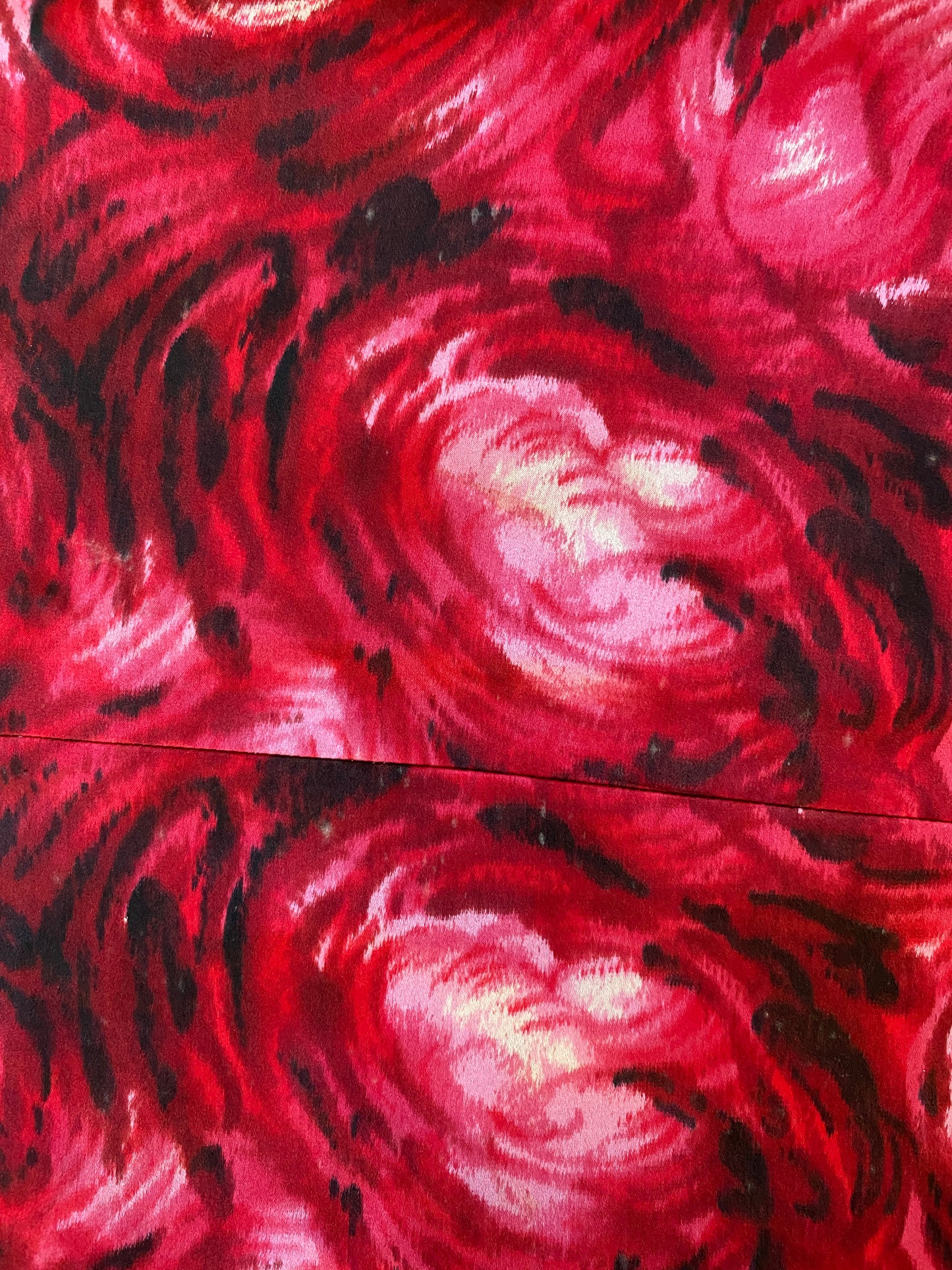 Vintage 1970s Homemade Pink Abstract Print Satin Maxi Skirt, Small