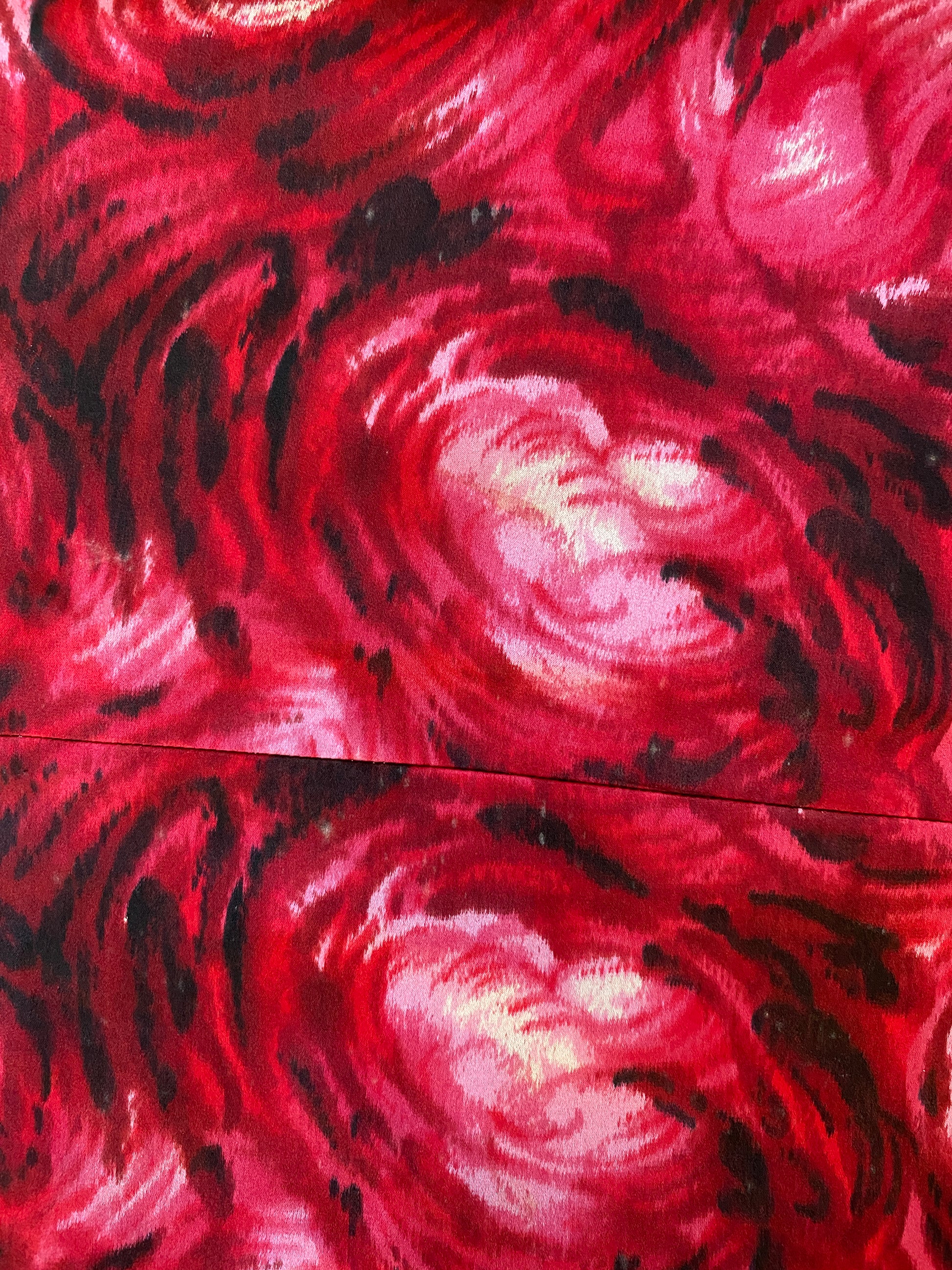 Vintage 1970s Homemade Pink Abstract Print Satin Maxi Skirt, Small