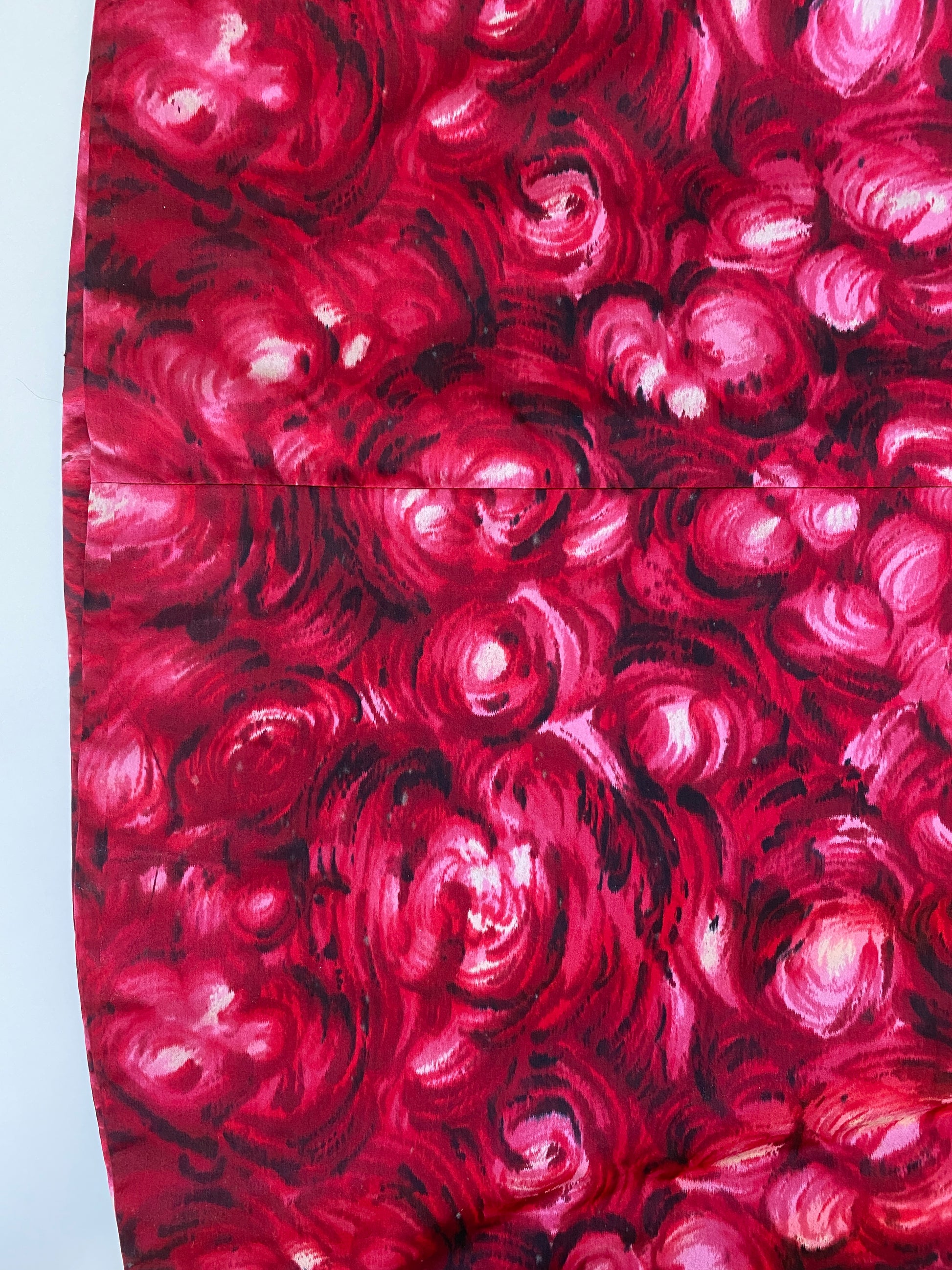 Vintage 1970s Homemade Pink Abstract Print Satin Maxi Skirt, Small