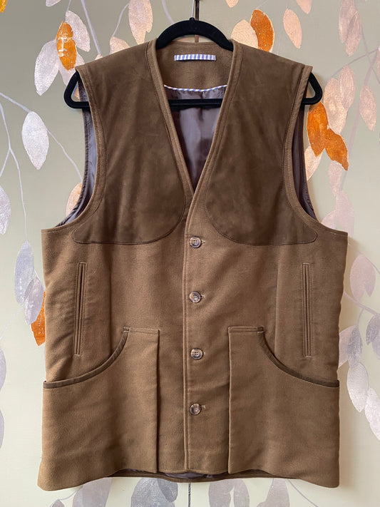 2010s Laksen Sporting Broadland Brown Moleskin Hunting Vest, Large 