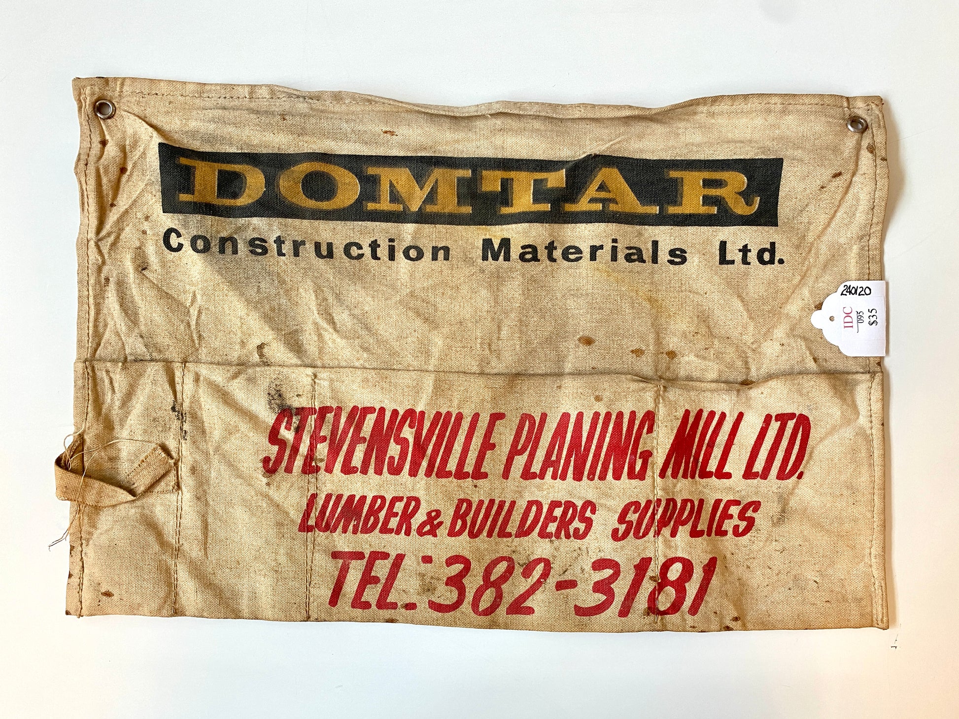 Vintage 1960s Domtar Canadian Lumber Work Apron