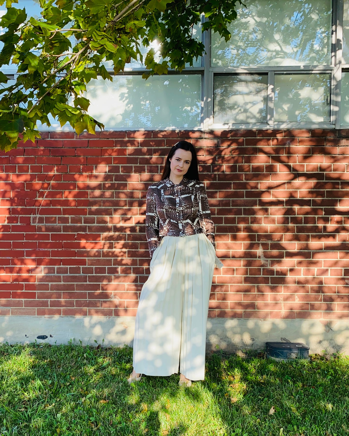 Vintage 1980s Cream Sophie Sitbon Wide Pleated Trousers, W28