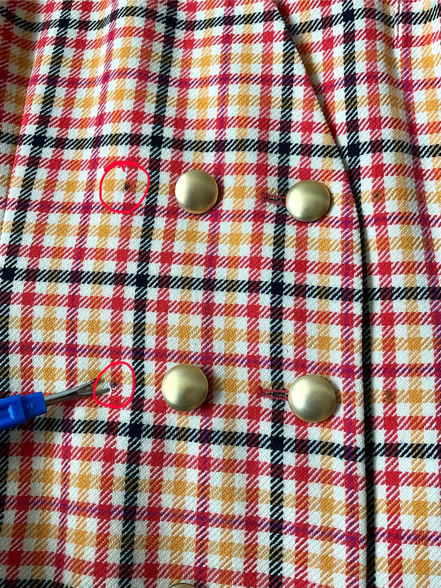 Vintage 1980s Escada Orange and Pink Check Skirt Suit, Medium
