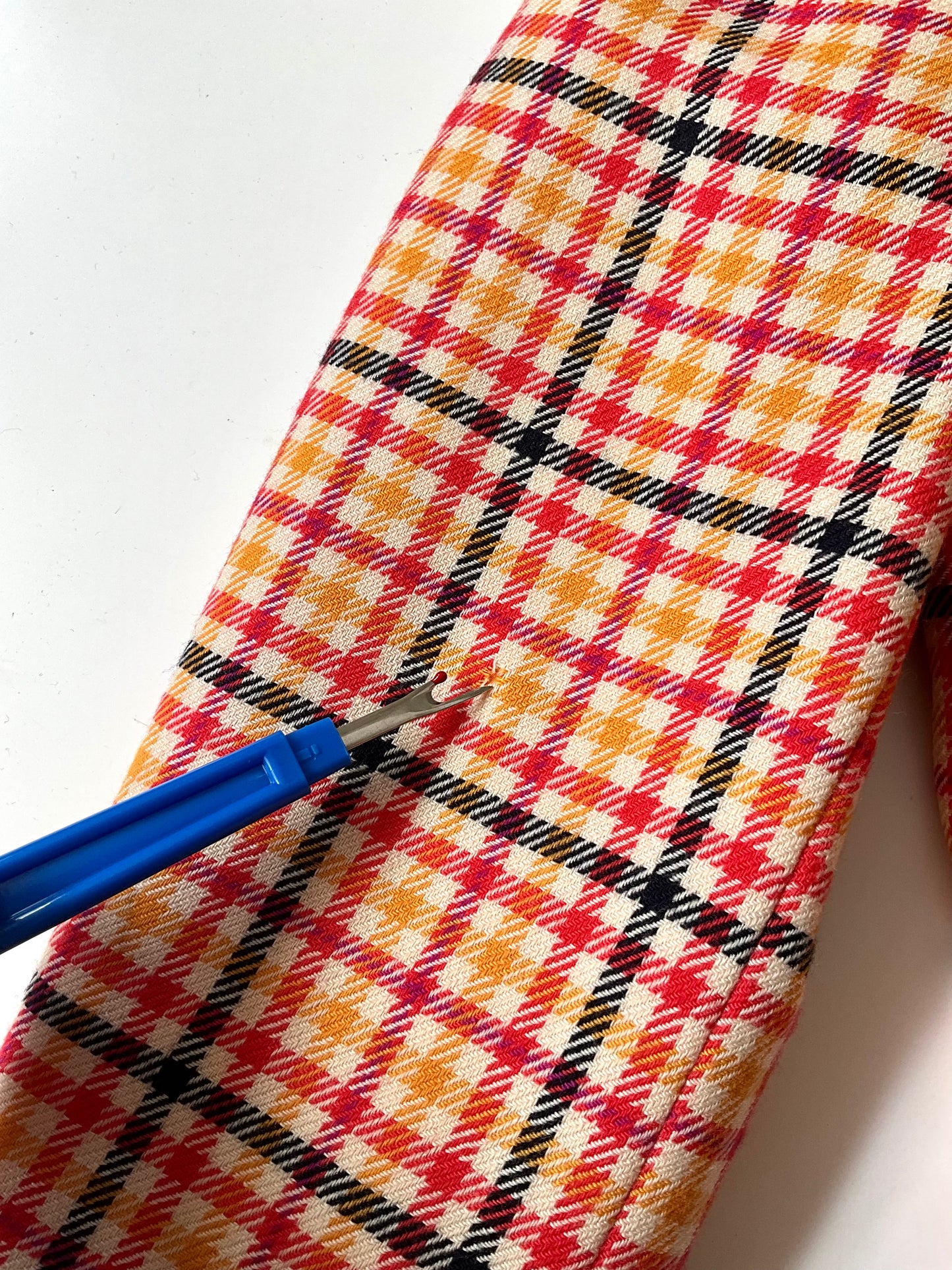 Vintage 1980s Escada Orange and Pink Check Skirt Suit, Medium