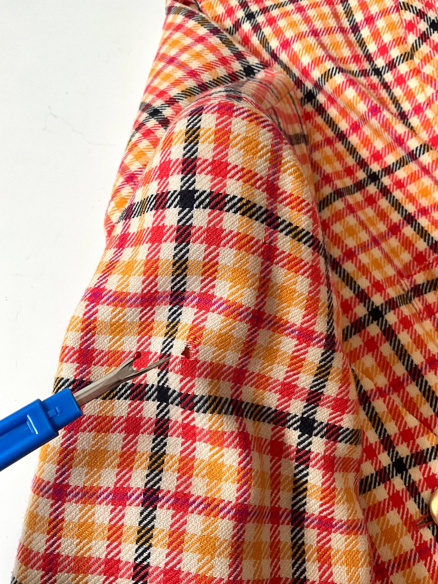 Vintage 1980s Escada Orange and Pink Check Skirt Suit, Medium
