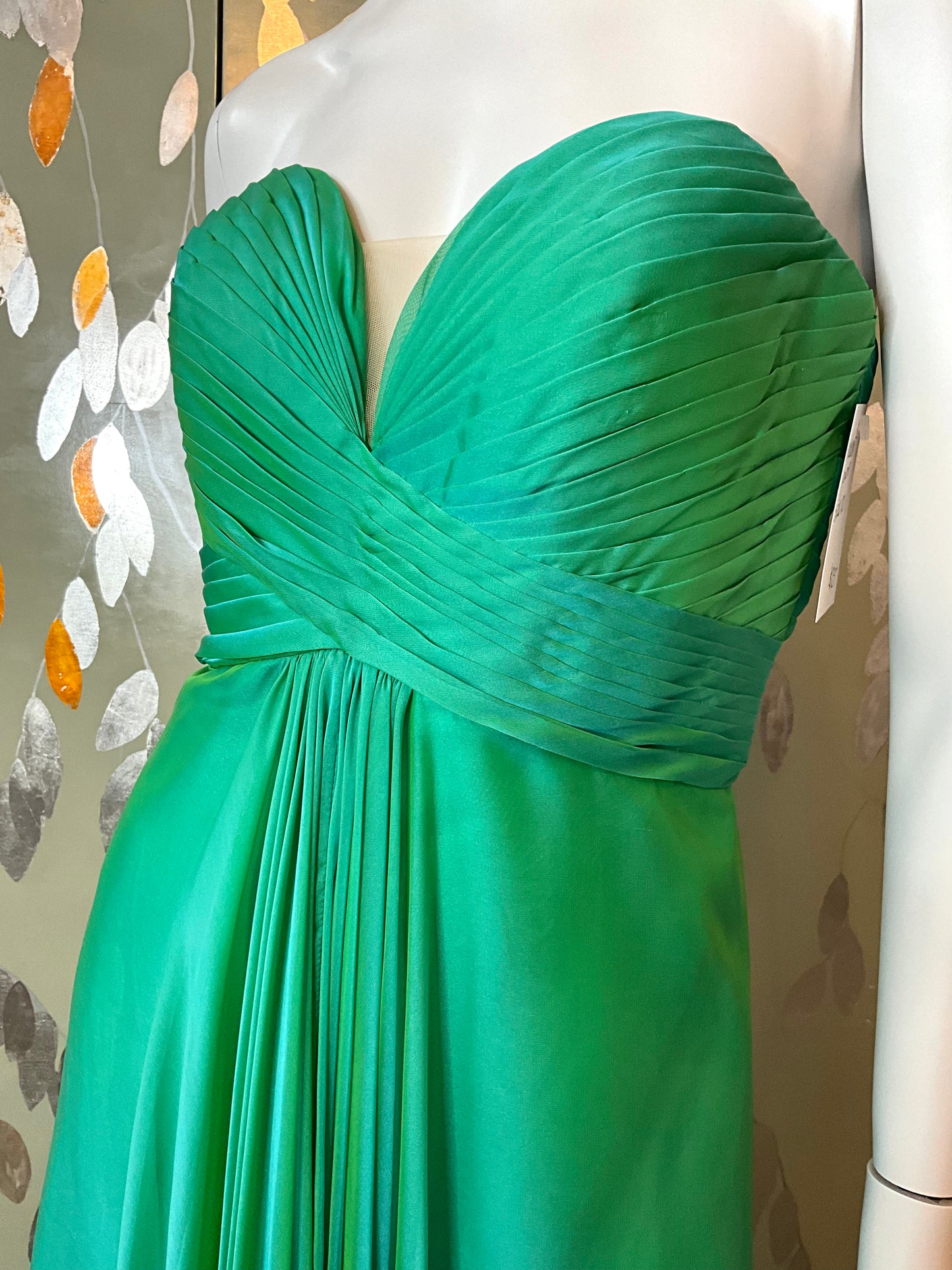 Vintage 2000s Iridescent Green Organza Gown Medium Ian Drummond Vintage vintage-2000s-iridescent-green-organza-gown-medium-ian-drummond-vintage