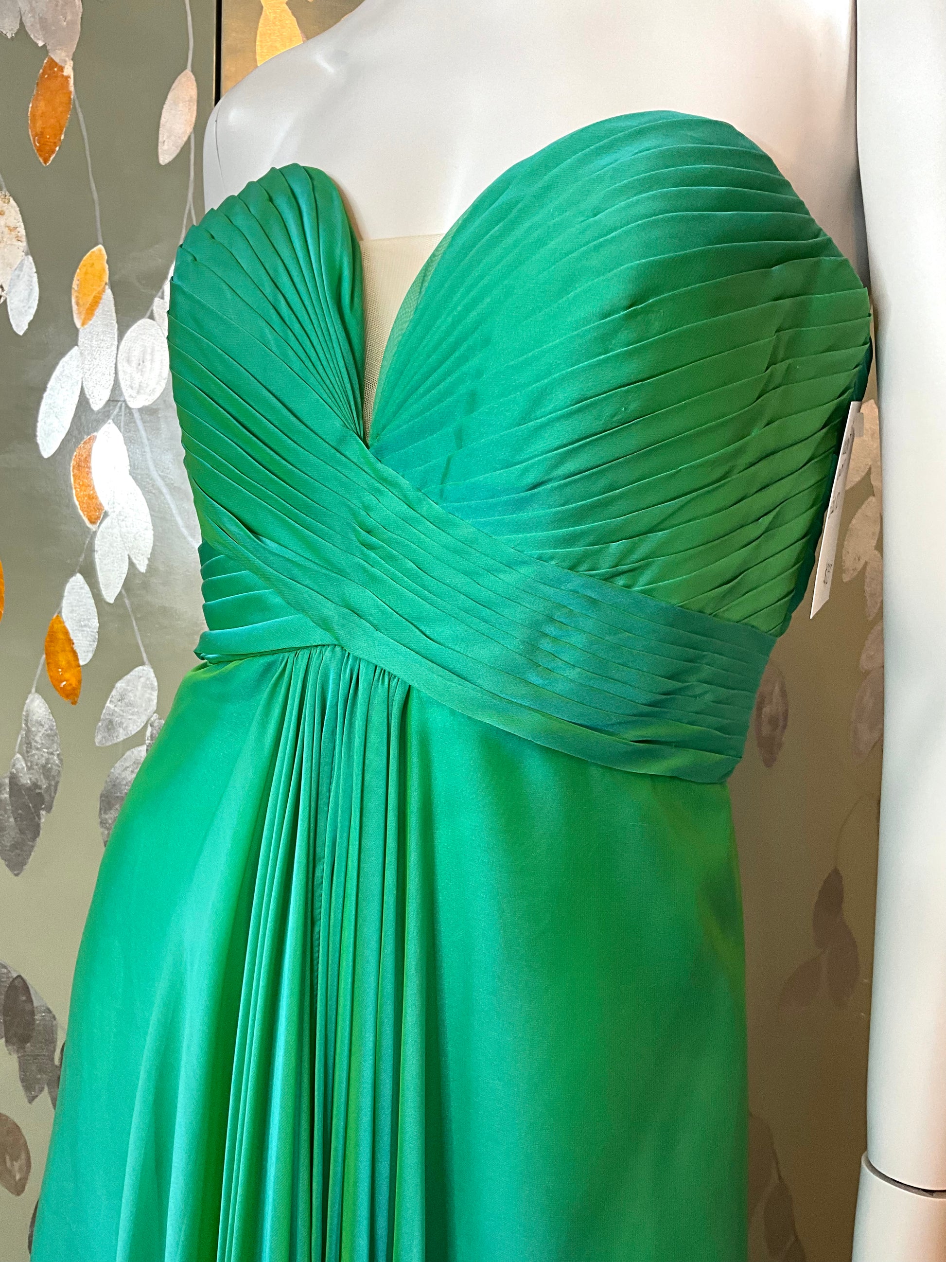 Vintage 2000s Iridescent Green Organza Gown, Medium