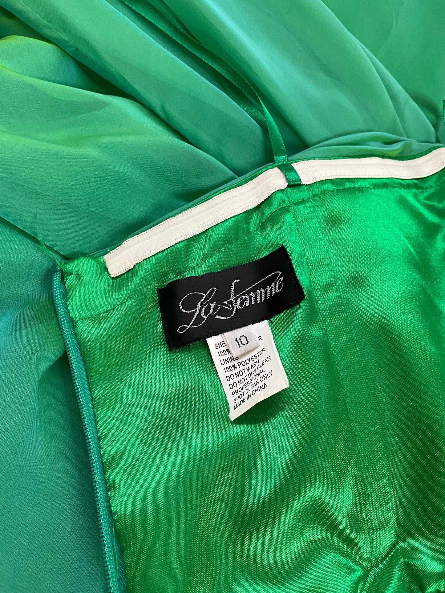 Vintage 2000s Iridescent Green Organza Gown, Medium