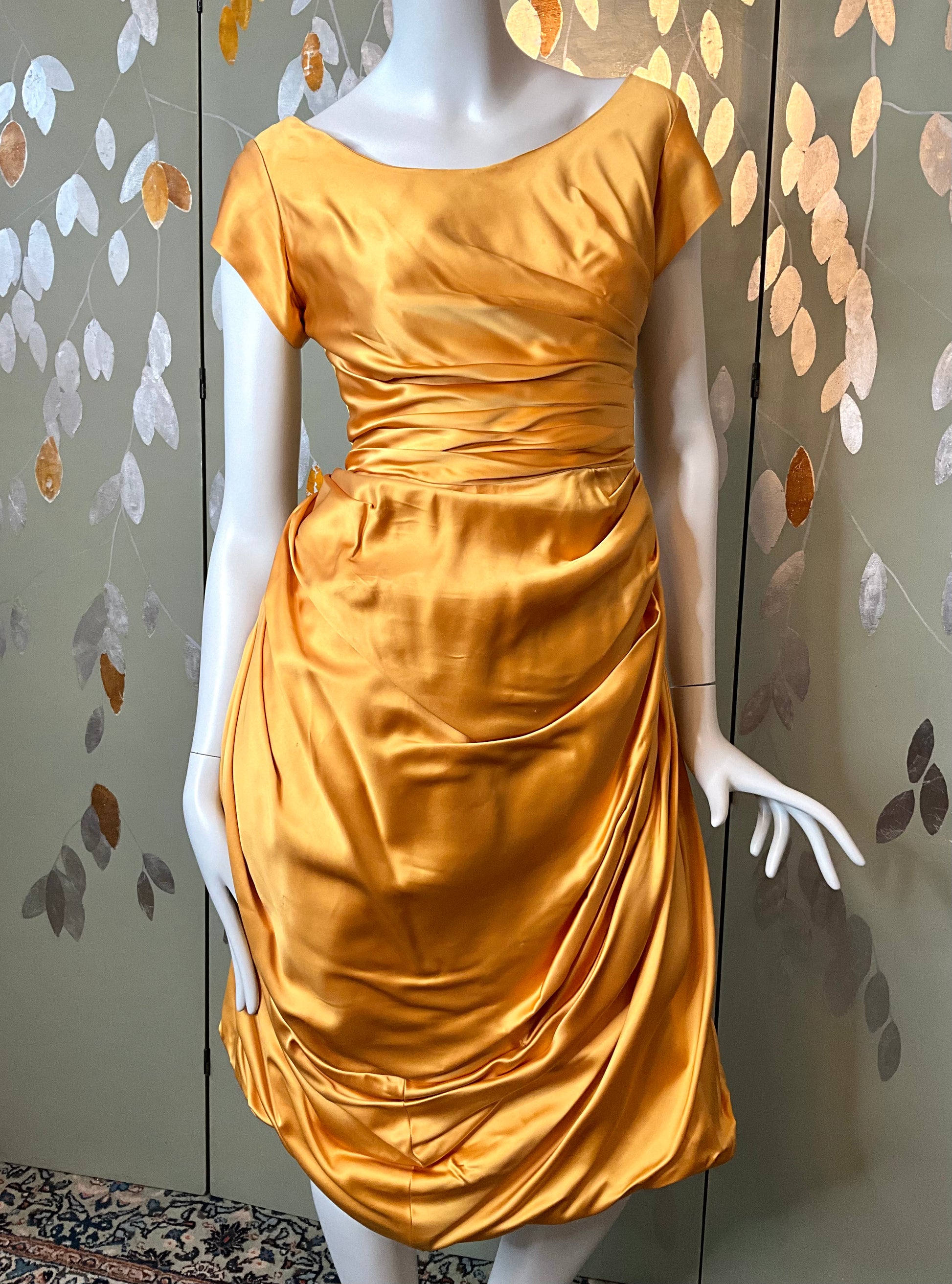 gold 50s dress Vintage Dress by Suzy Perette. 1950s Dress in metallic gold moire~