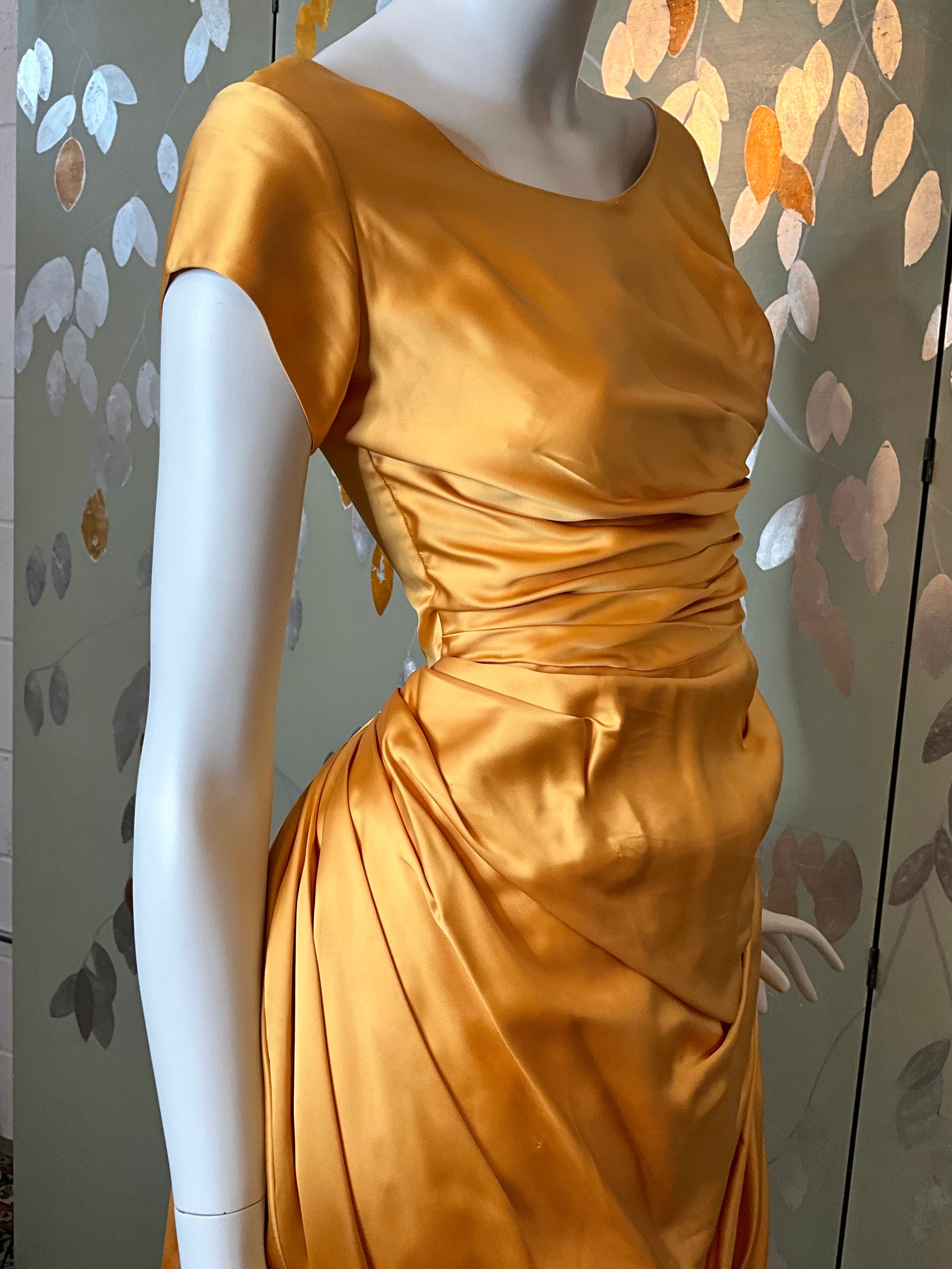 gold satin cocktail dress Gold Satin One-Shoulder Tie-Strap Maxi Dress | Womens | X-Large (Available in M) | 100% Polyester | Lulus | Holiday Dresses