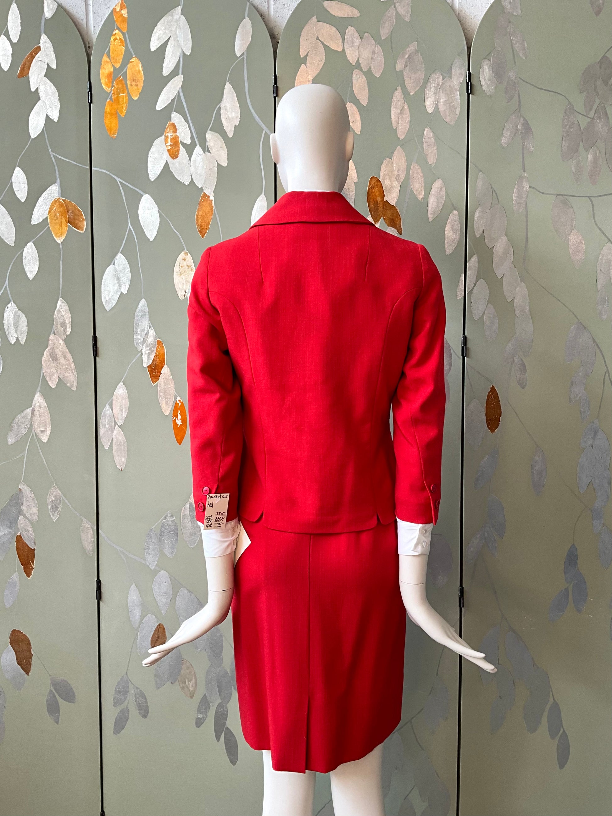Vintage 1960s Monte-Sano & Prozan Tailored Red Skirt Suit, XXS