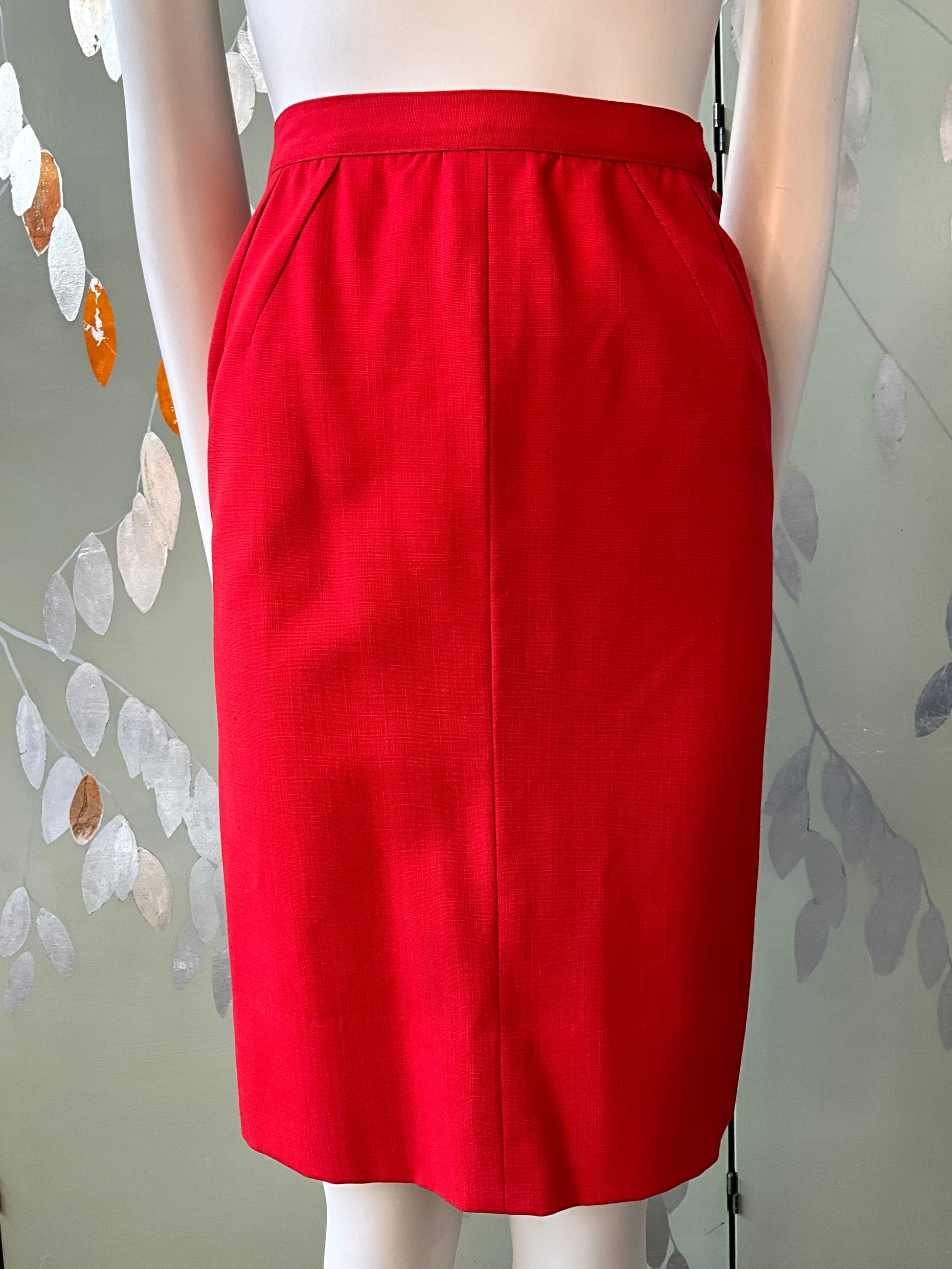 Vintage 1960s Monte-Sano & Prozan Tailored Red Skirt Suit, XXS