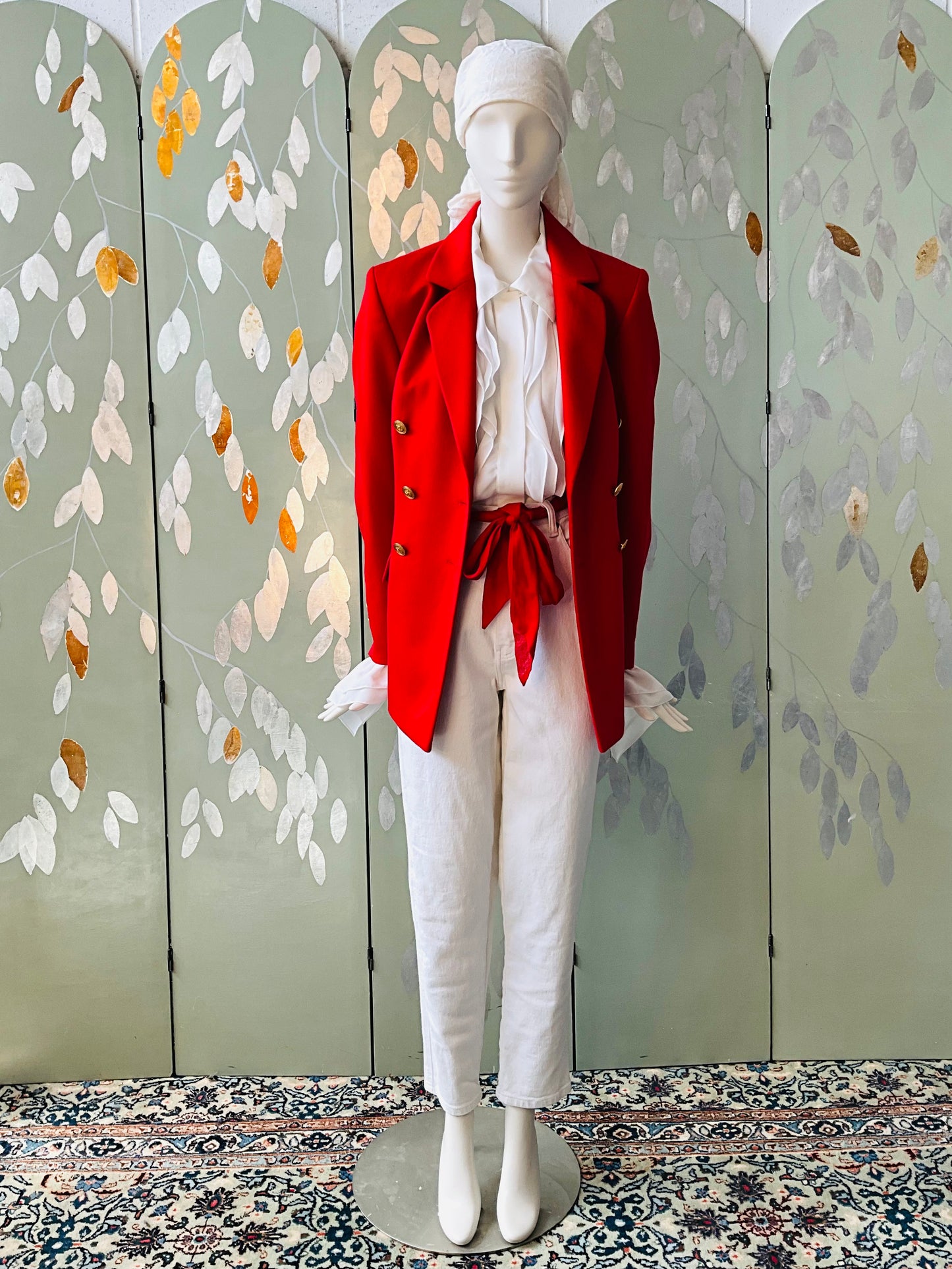 Vintage 1980s Bright Red Angora Wool Blazer, S/M