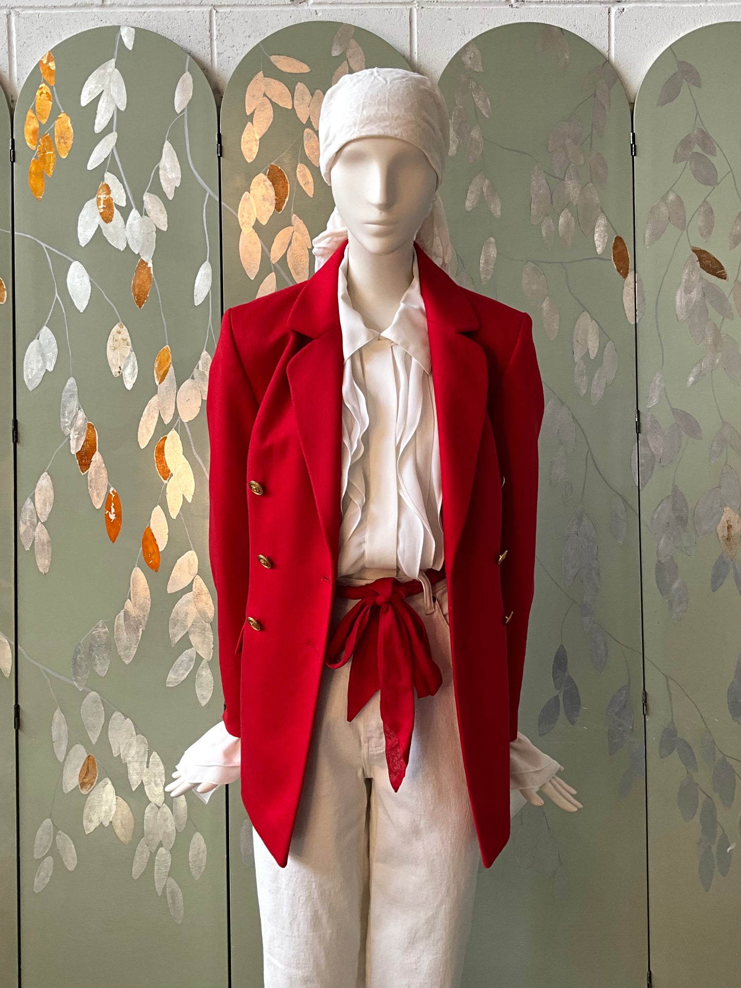 Vintage 1980s Bright Red Angora Wool Blazer, S/M