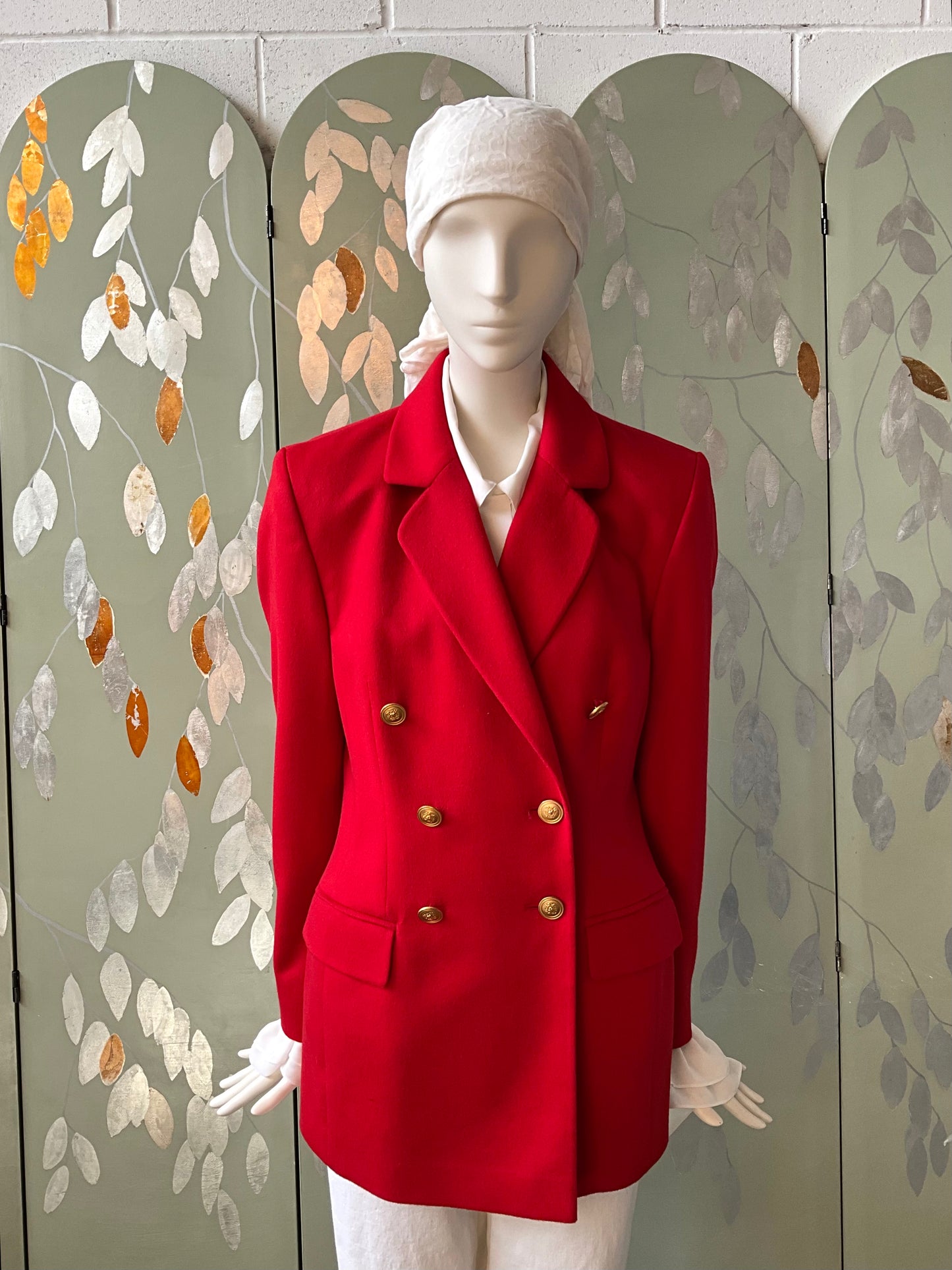 Vintage 1980s Bright Red Angora Wool Blazer, S/M