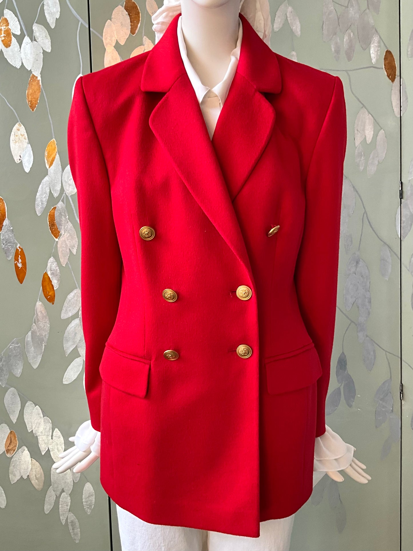 Vintage 1980s Bright Red Angora Wool Blazer, S/M