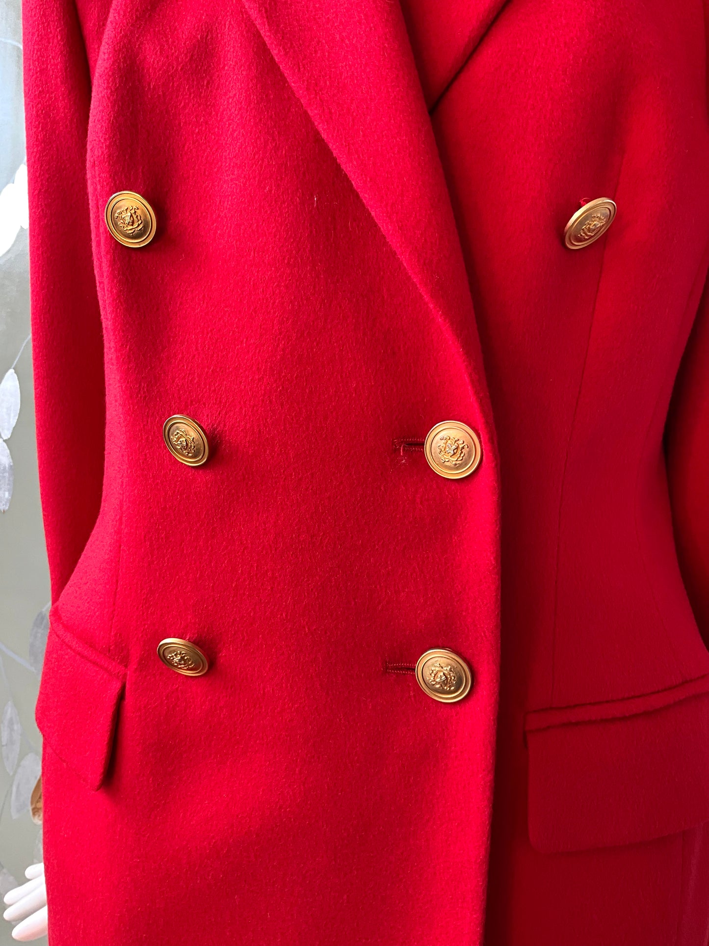 Vintage 1980s Bright Red Angora Wool Blazer, S/M