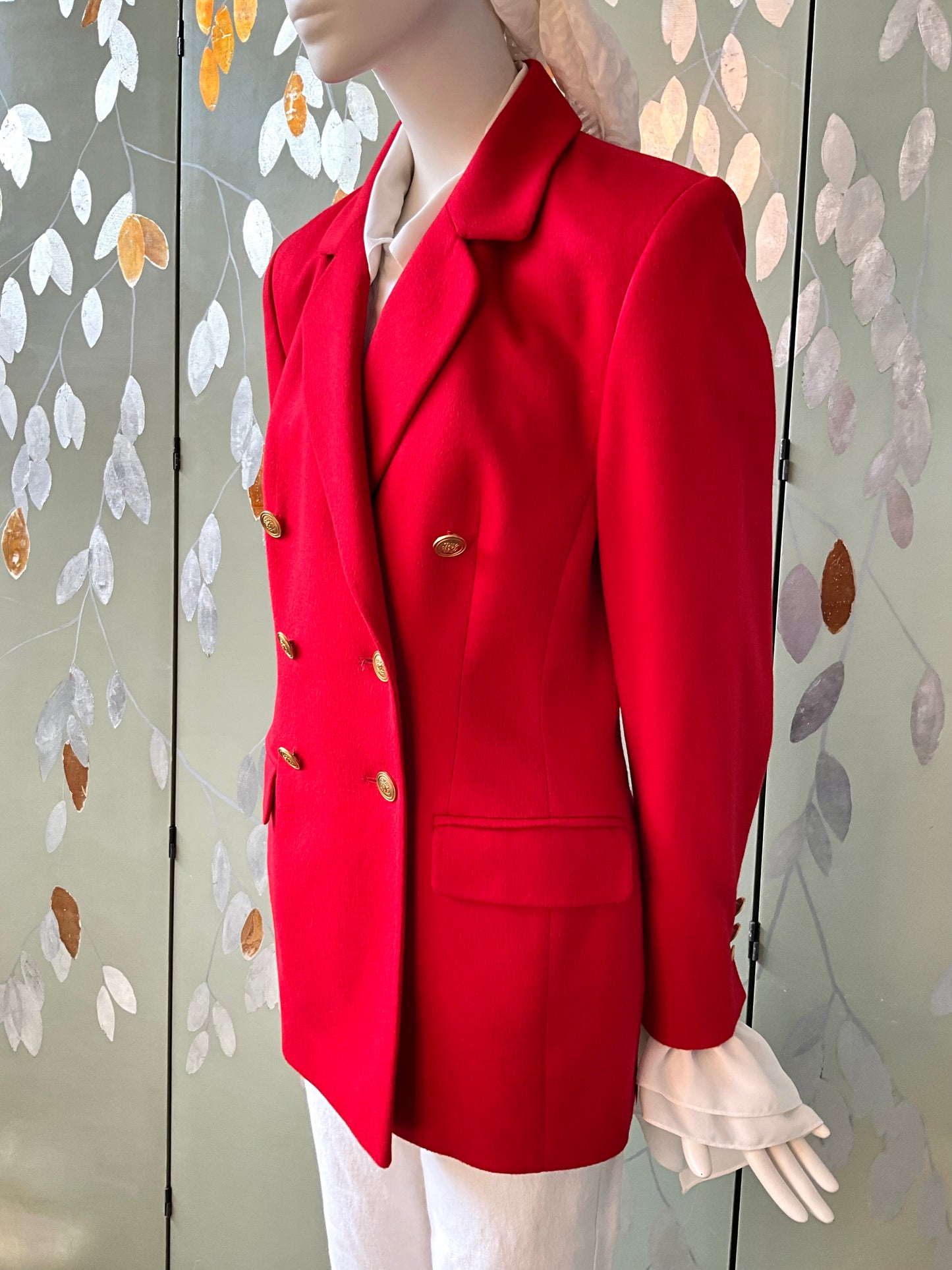 Vintage 1980s Bright Red Angora Wool Blazer, S/M