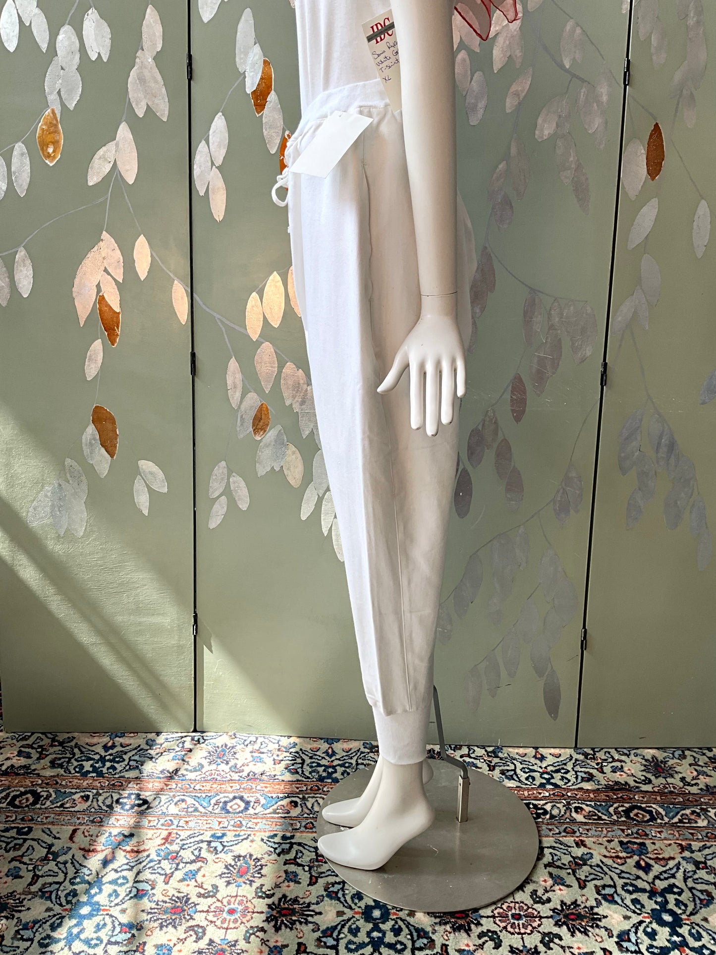 Vintage 1990s Katharine Hammett White Cotton Utility Jogger Pants, Unisex Small