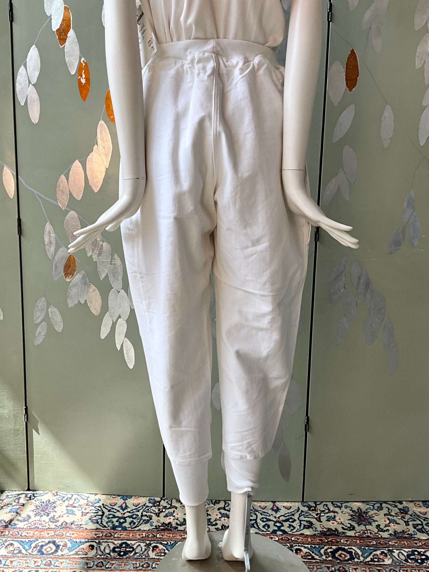 Vintage 1990s Katharine Hammett White Cotton Utility Jogger Pants, Unisex Small