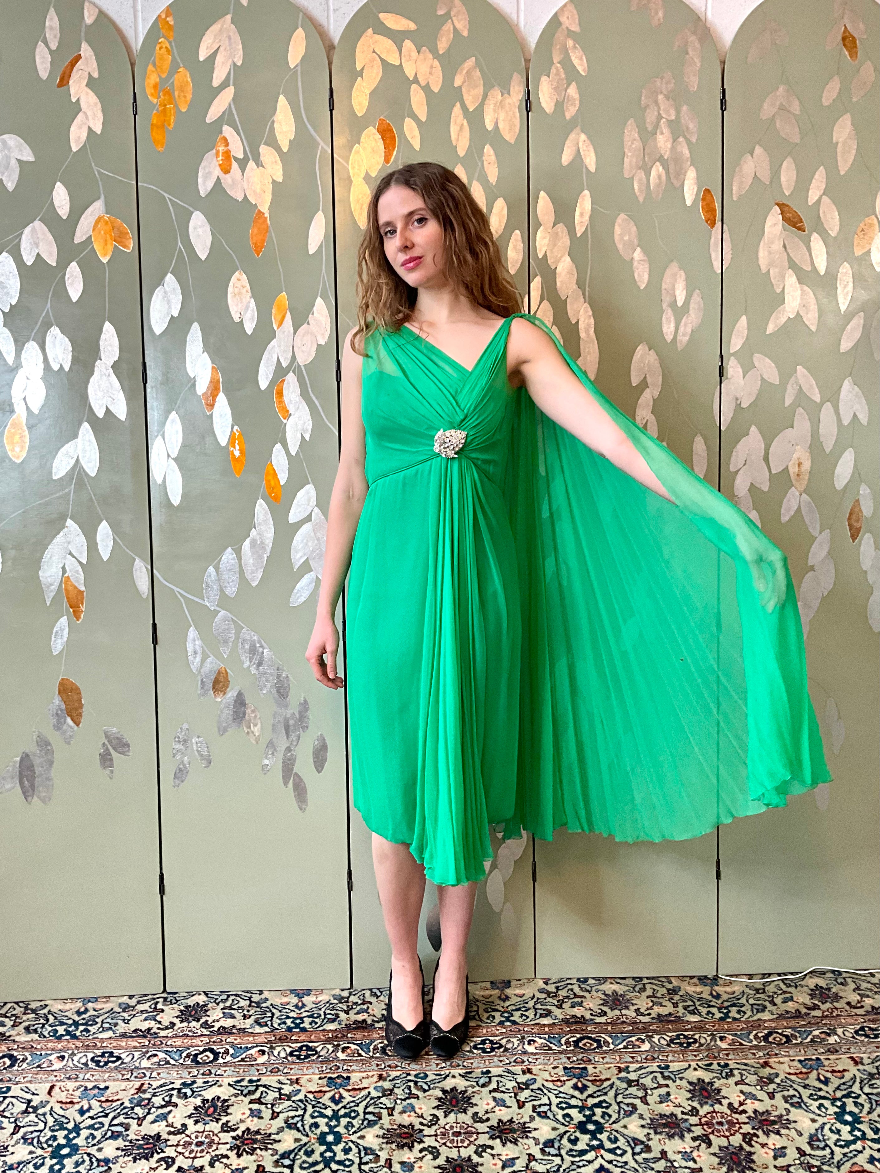 Emerald Green Chiffon Dress