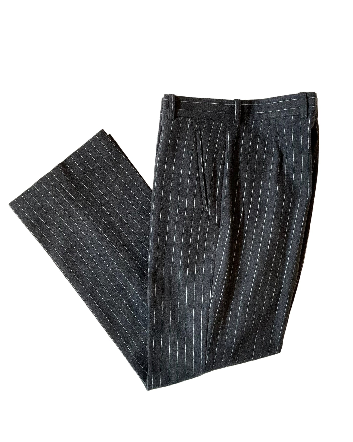 Vintage 1990s Ike & Dean Straight Grey Pinstripe Wool Pants, W36