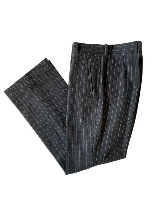 Vintage 1990s Ike & Dean Straight Grey Pinstripe Wool Pants, W36