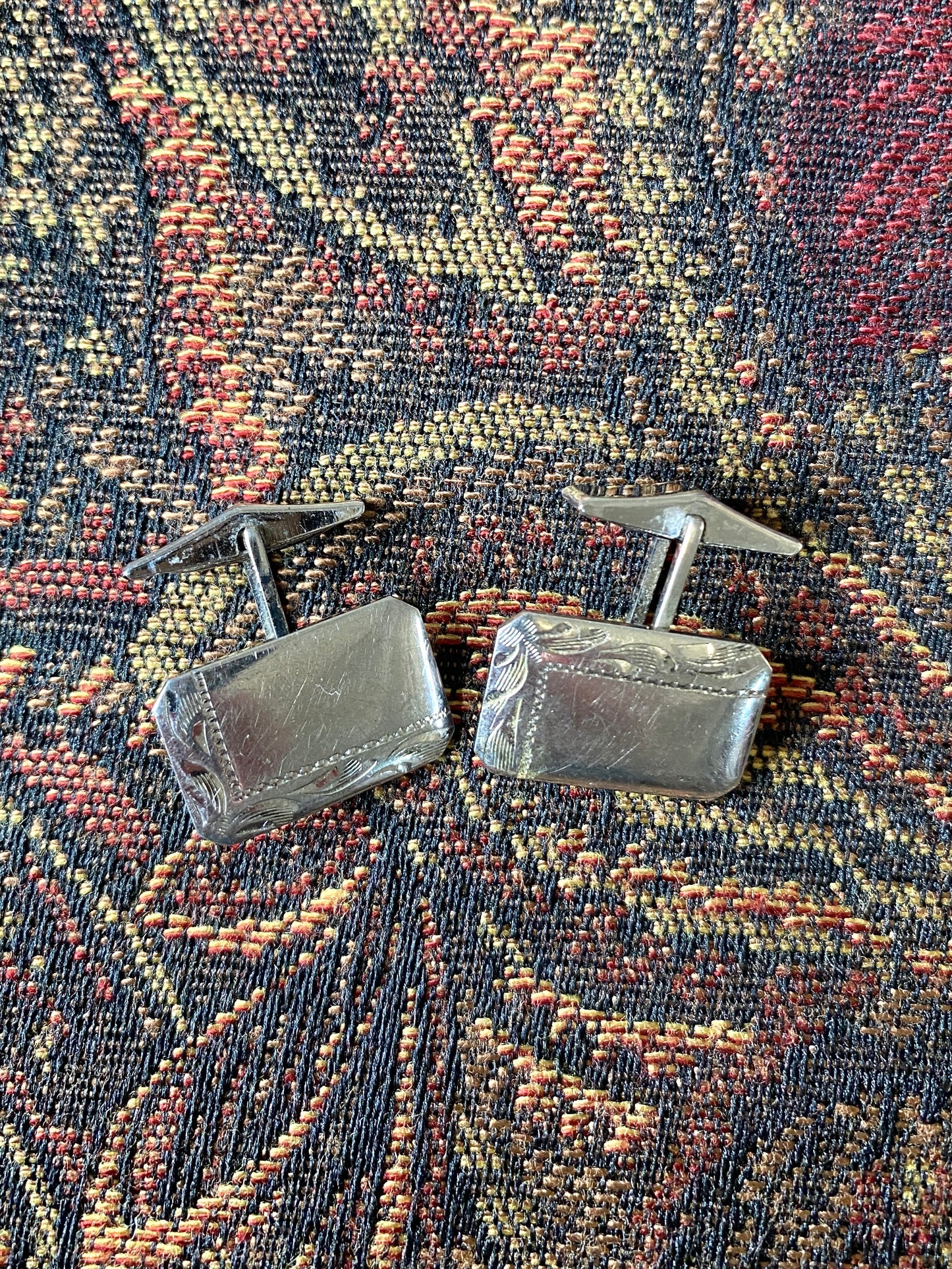 Vintage Sterling Silver Cuff Links and Tie Clip Set in Box