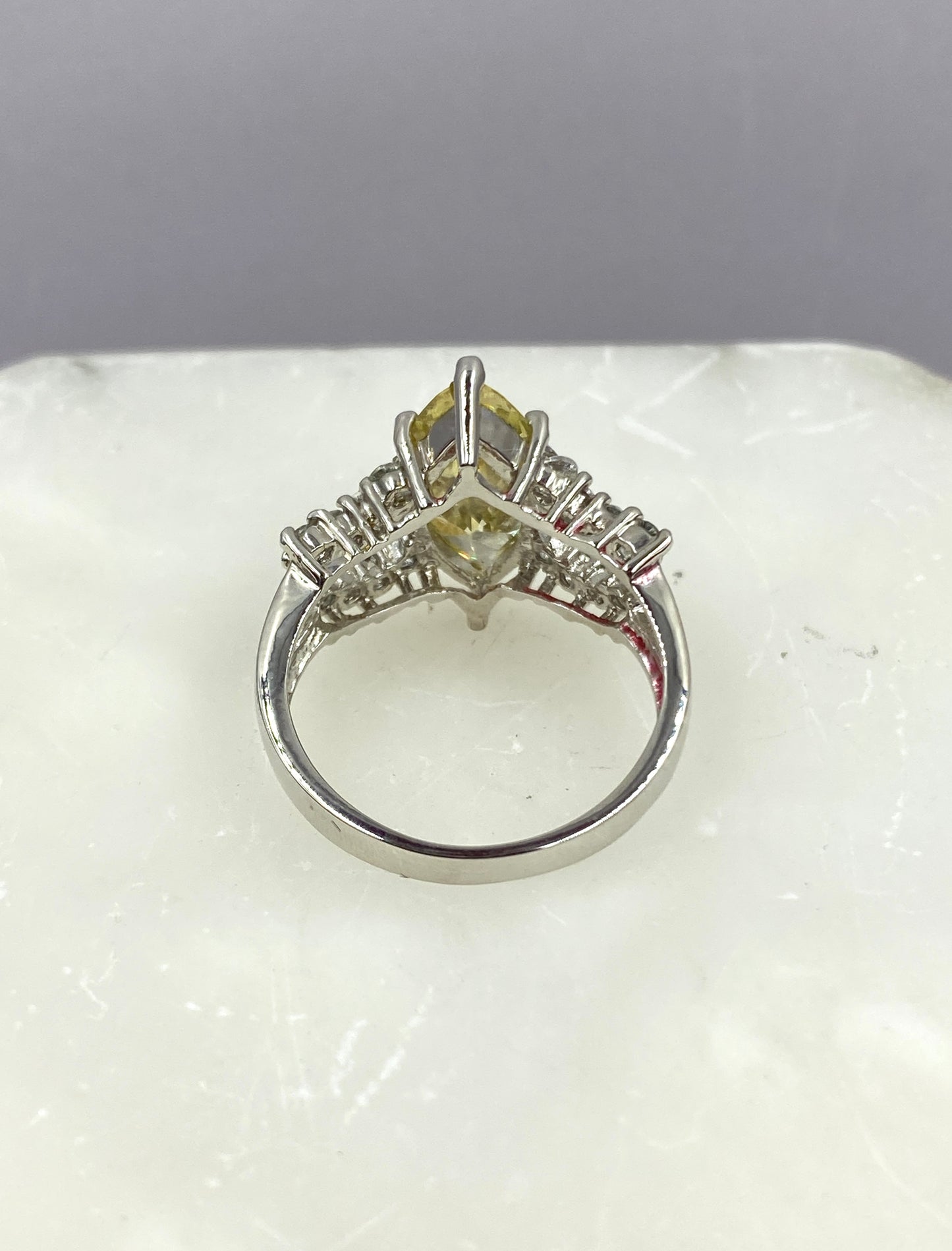 Marquise Cut Heliodor Sterling Silver Ring, Size 7