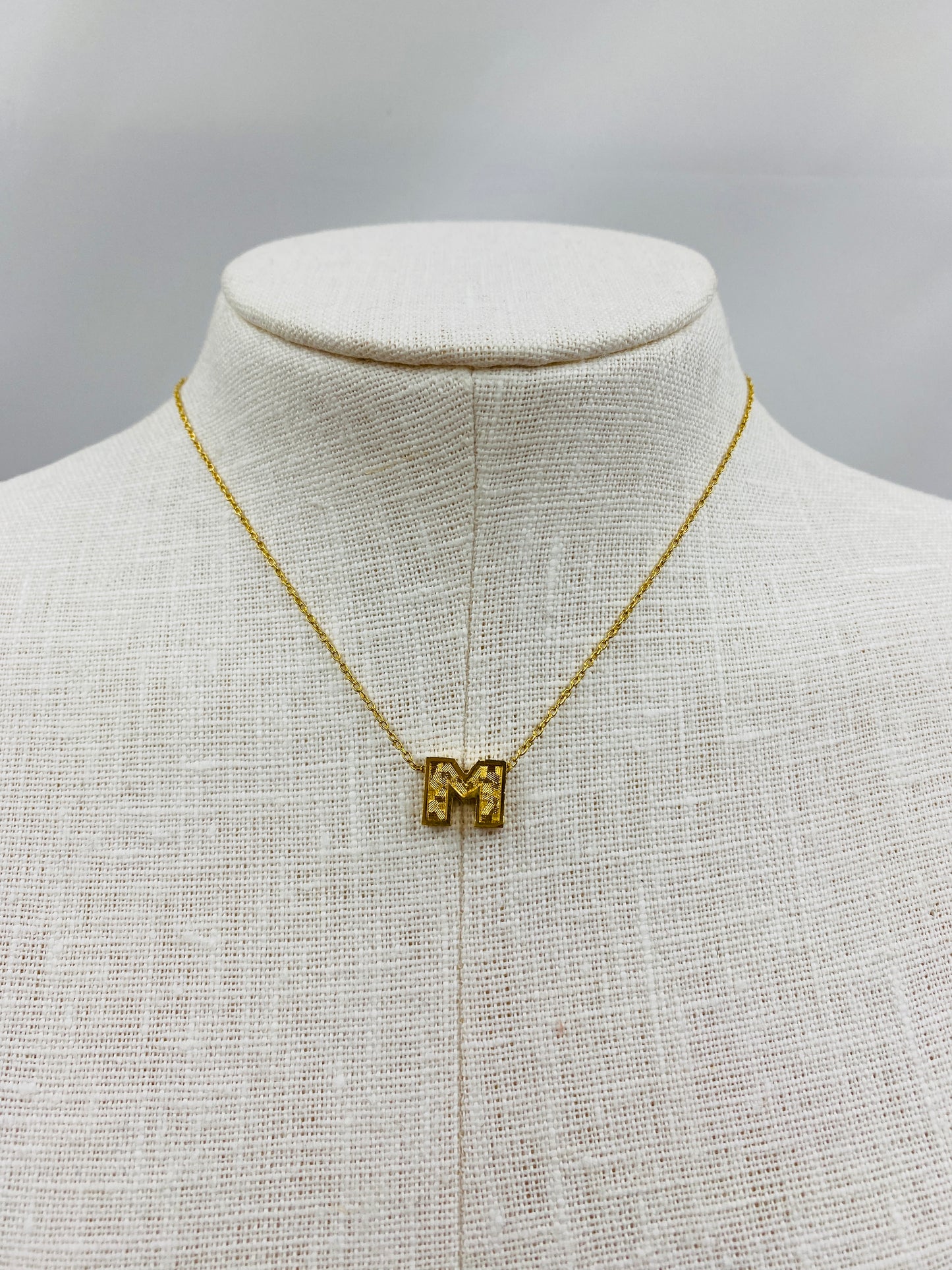 Vintage D'Orlan Goldtone 'M' Initial Chain Necklace