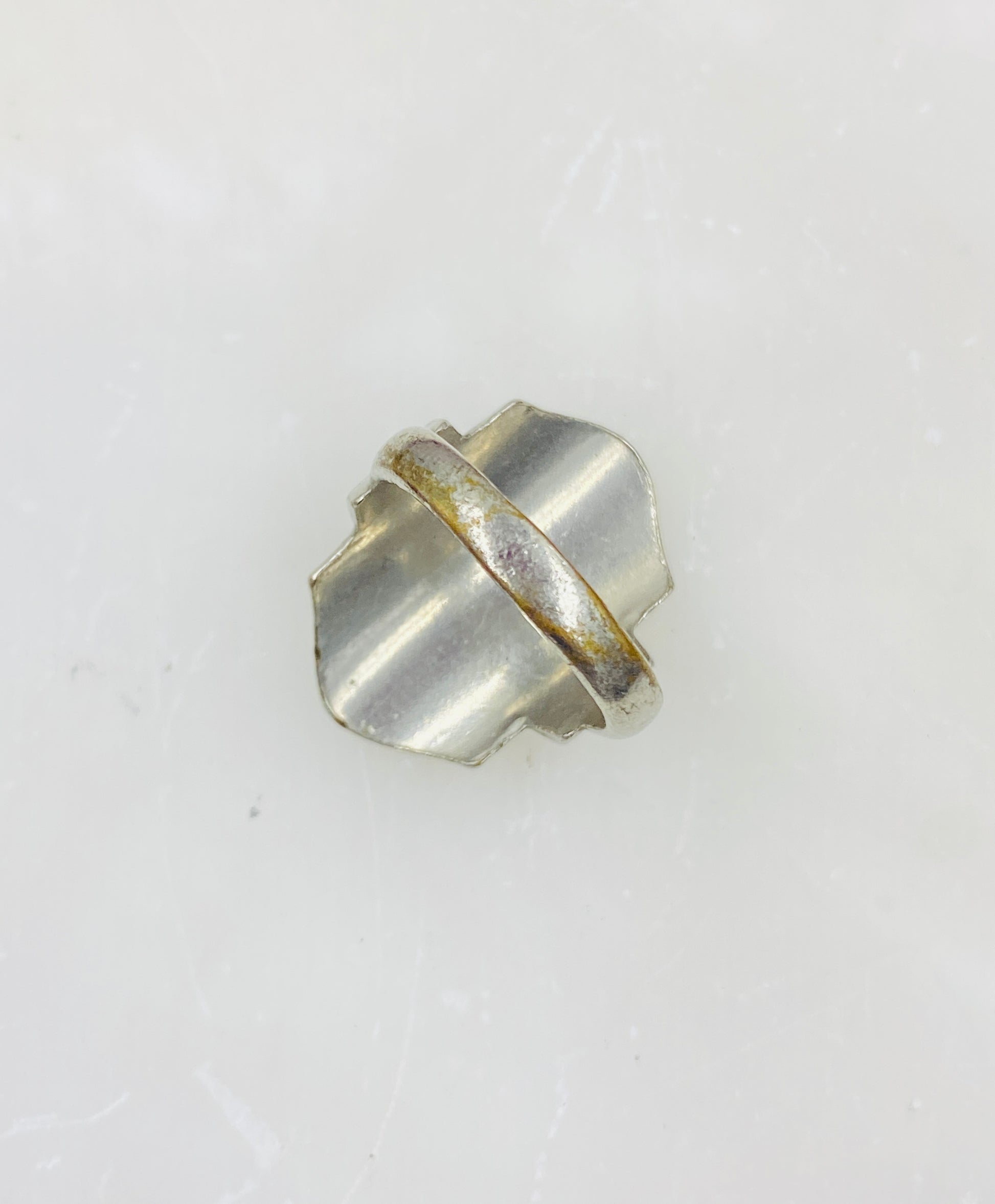 Vintage Silver Art Deco Enamel Signet Ring, Size 5 