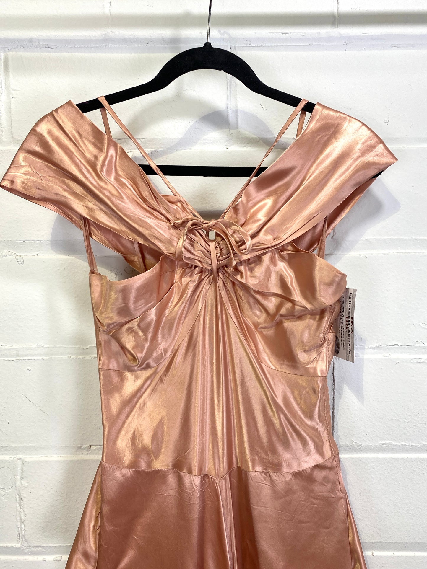 Vintage 1940s Dusky Pink Liquid Satin Gown, XXS