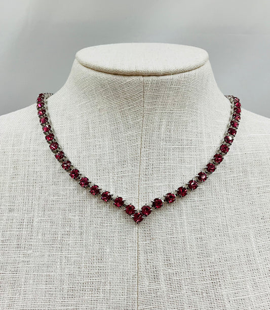 Vintage Pink Rhinestone Necklace