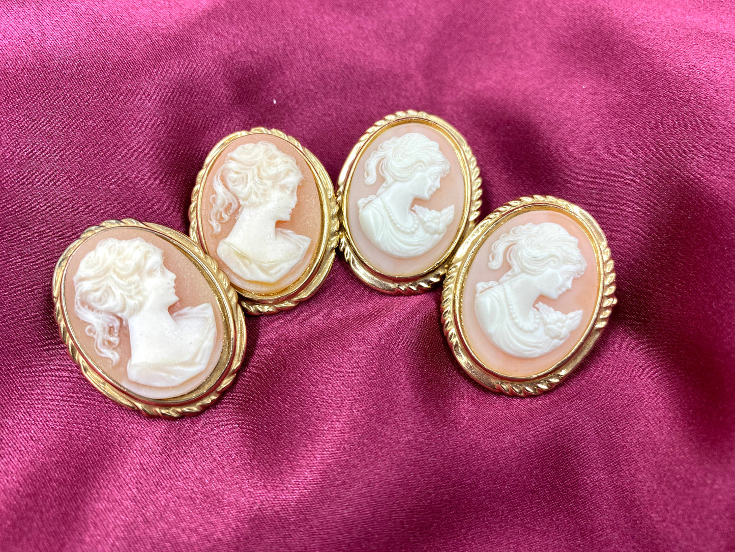 Vintage Carved Pink Shell Cameo Bolo Tie Clasp
