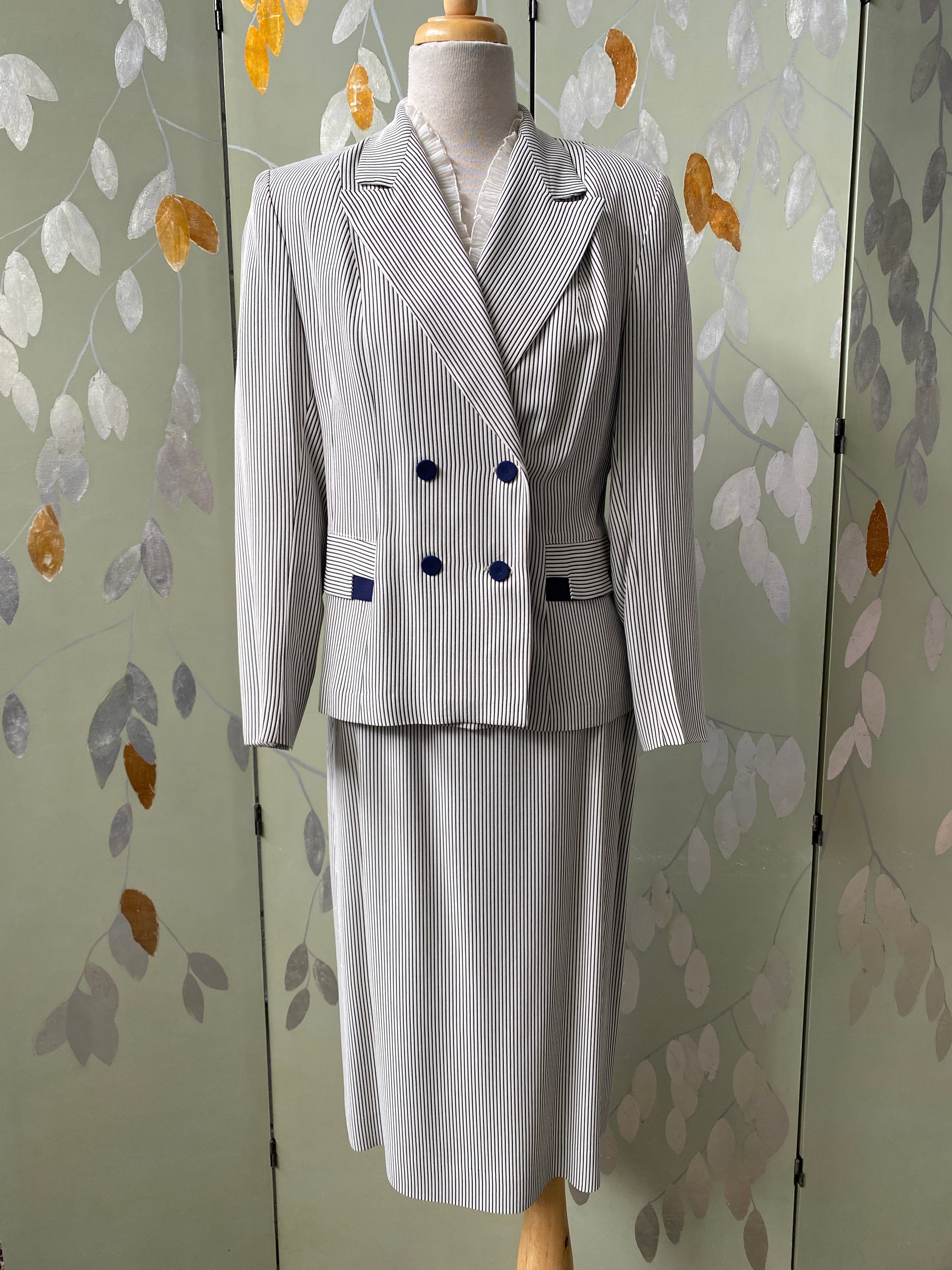Henry Rosenfeld Vintage 1950s Navy & White Pin-Stripe Skirt Suit, Henry Rosenfeld, Sma ...