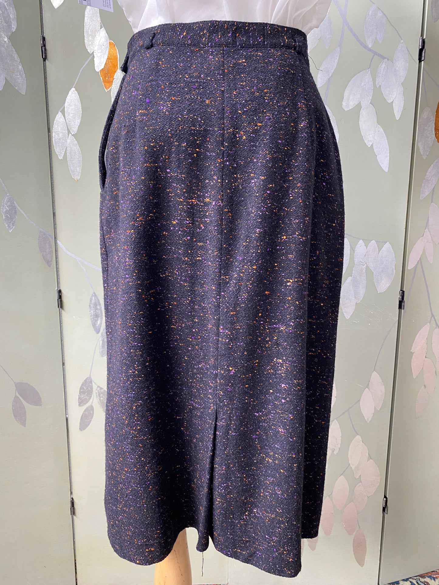 Vintage 1950s Flecked Wool Pencil Skirt, Medium 