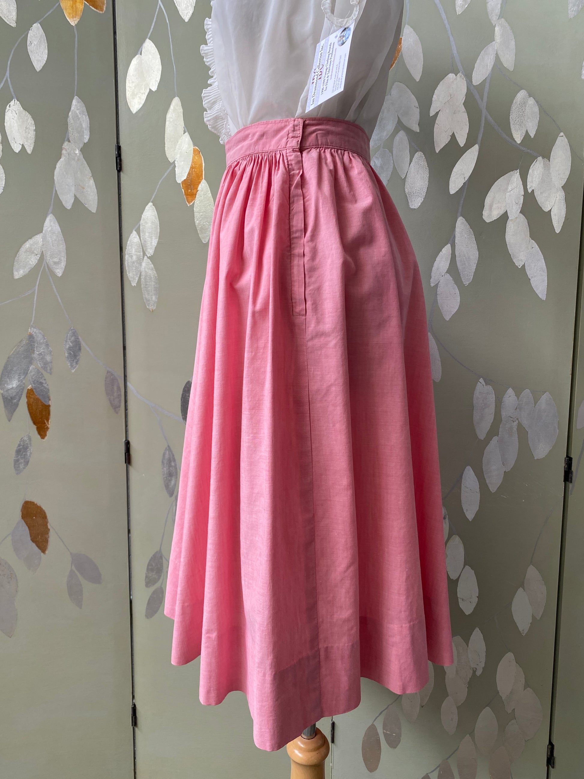 Vintage 1950s Pink Cotton Gathered Skirt, W24