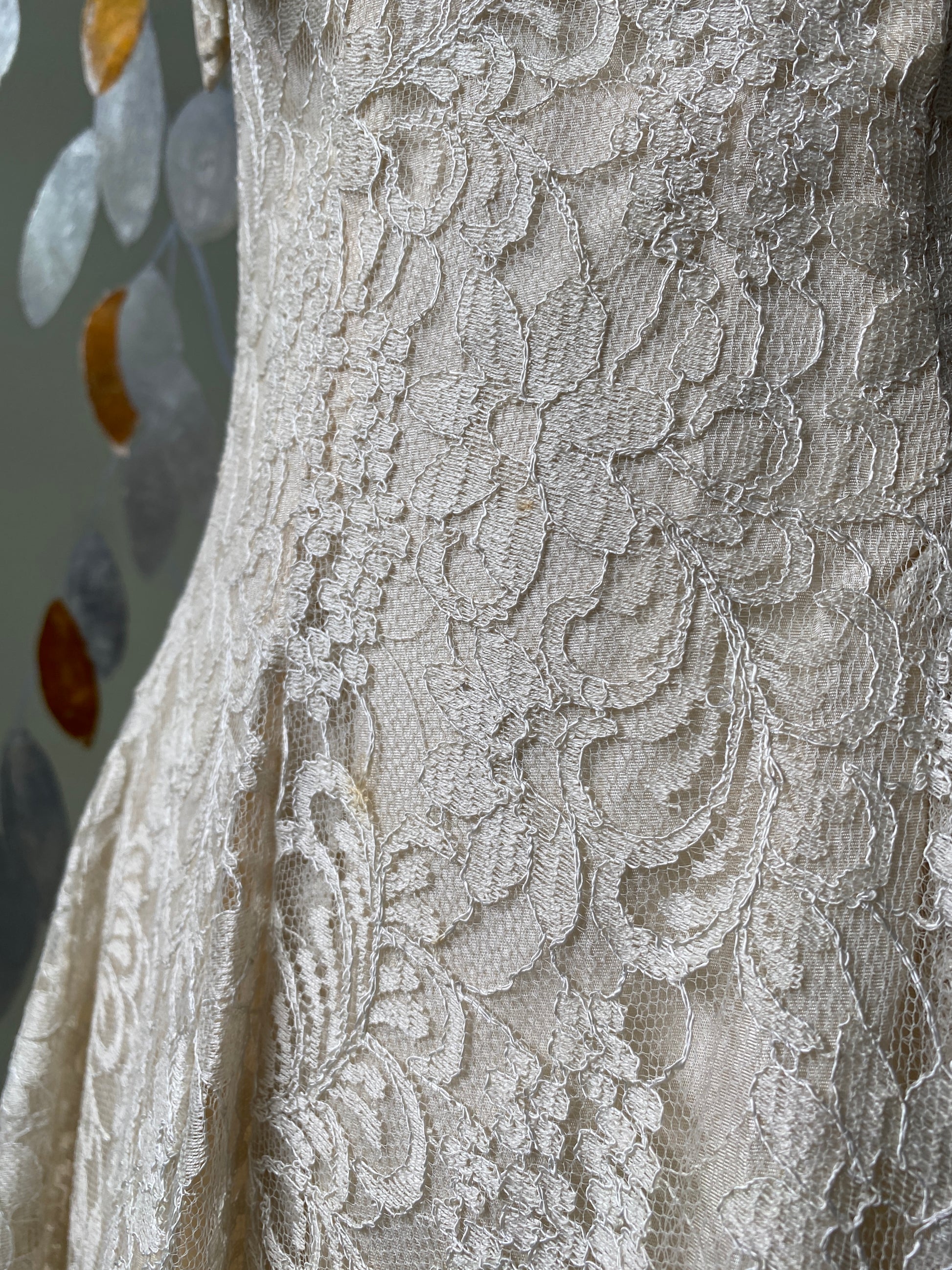 Vintage 1950s Cream Lace Cocktail Dress with Embellished Bodice, B34" Ian Drummond Vintage Vintage 1950s Cream Lace Cocktail Dress with Embellished Bodice, B34" Ian Drummond Vintage