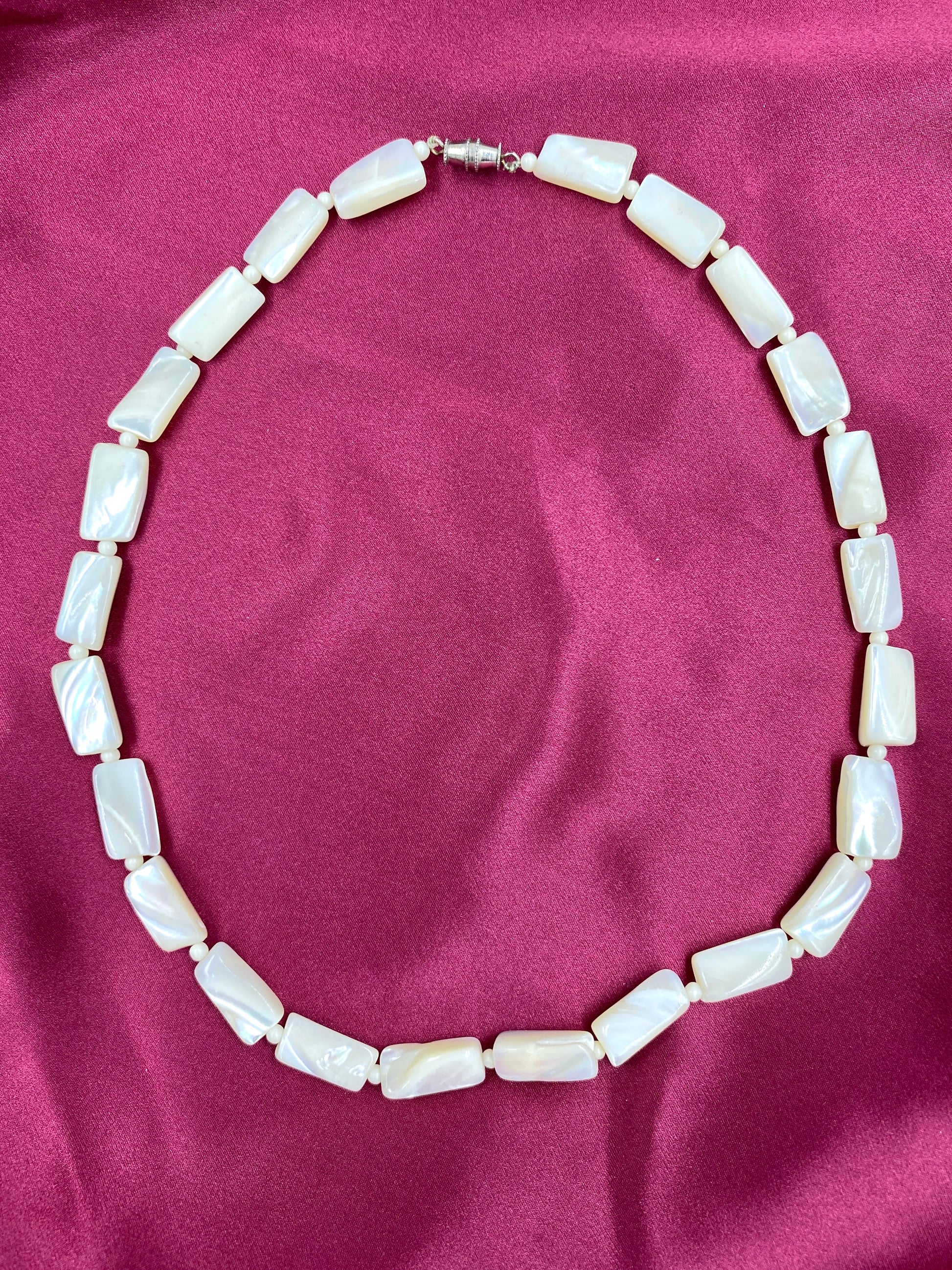 Vintage 1980s Rectangle Pearl Bead Necklace