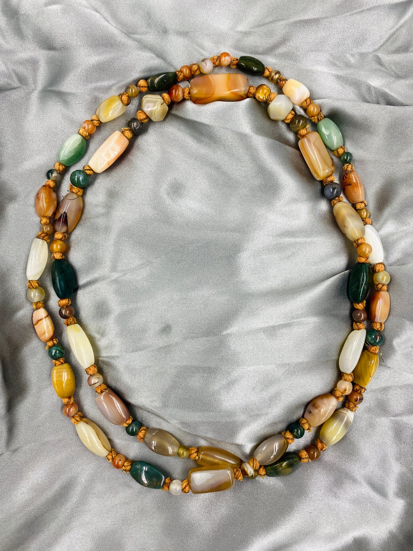 Vintage Chunky Natural Stone Necklace, 48"