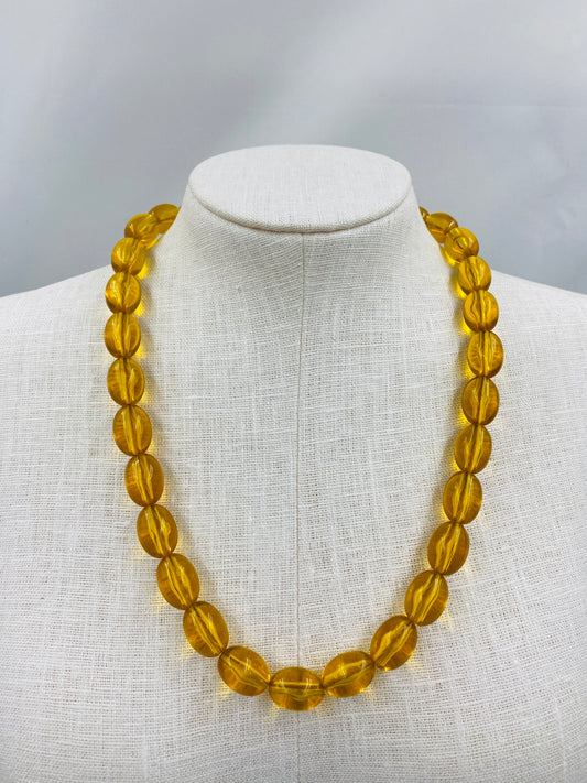 Vintage 1930s Yellow Lucite Bead Necklace